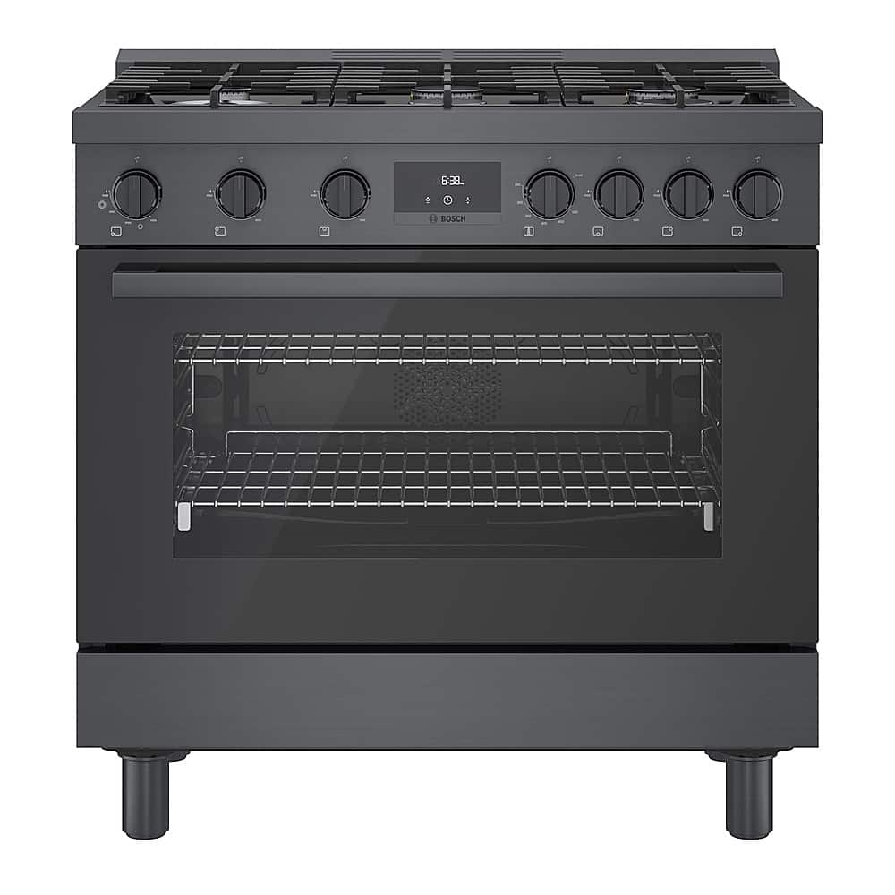 Bosch - 800 Series 3.5 Cu. Ft. Freestanding Gas Convection Range with 6 Dual Flame Ring Burners - Black Stainless Steel prod…