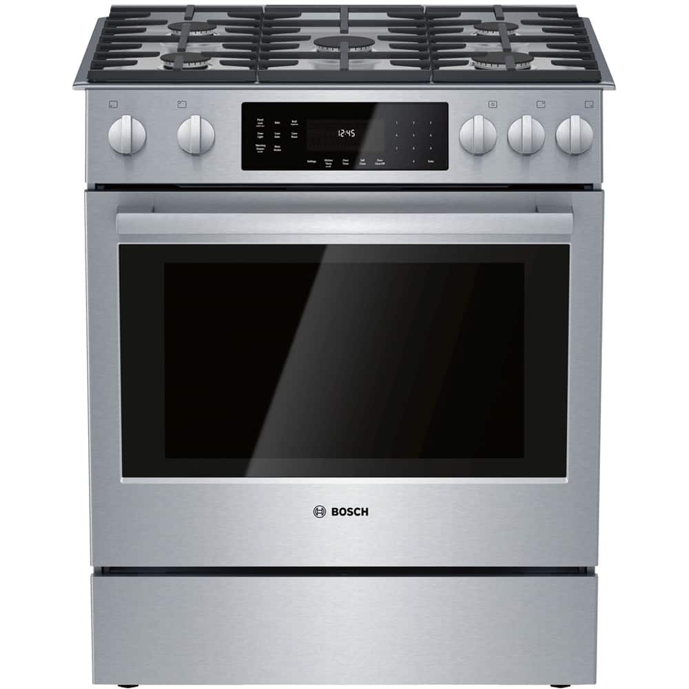 Bosch - 800 Series 4.8 Cu. Ft. Slide-In Gas Convection Range with Self-Cleaning - Black Stainless Steel product image