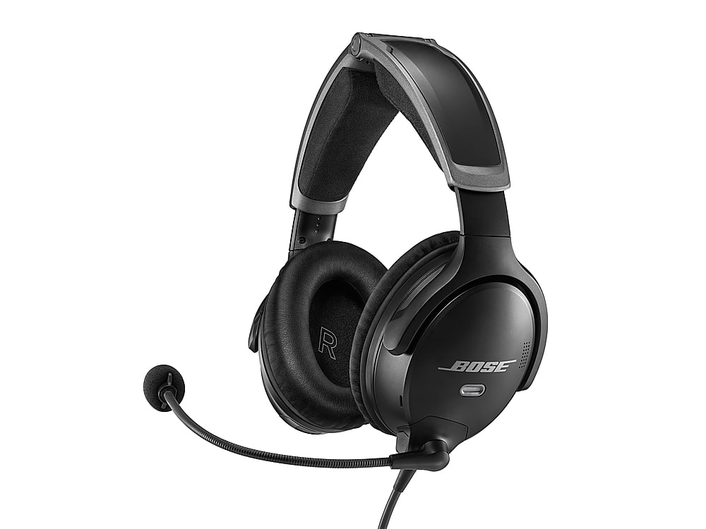 Bose - A30 Bluetooth Noise Cancelling Over-the-Ear Aviation Headset with Dual Plug - Black product image