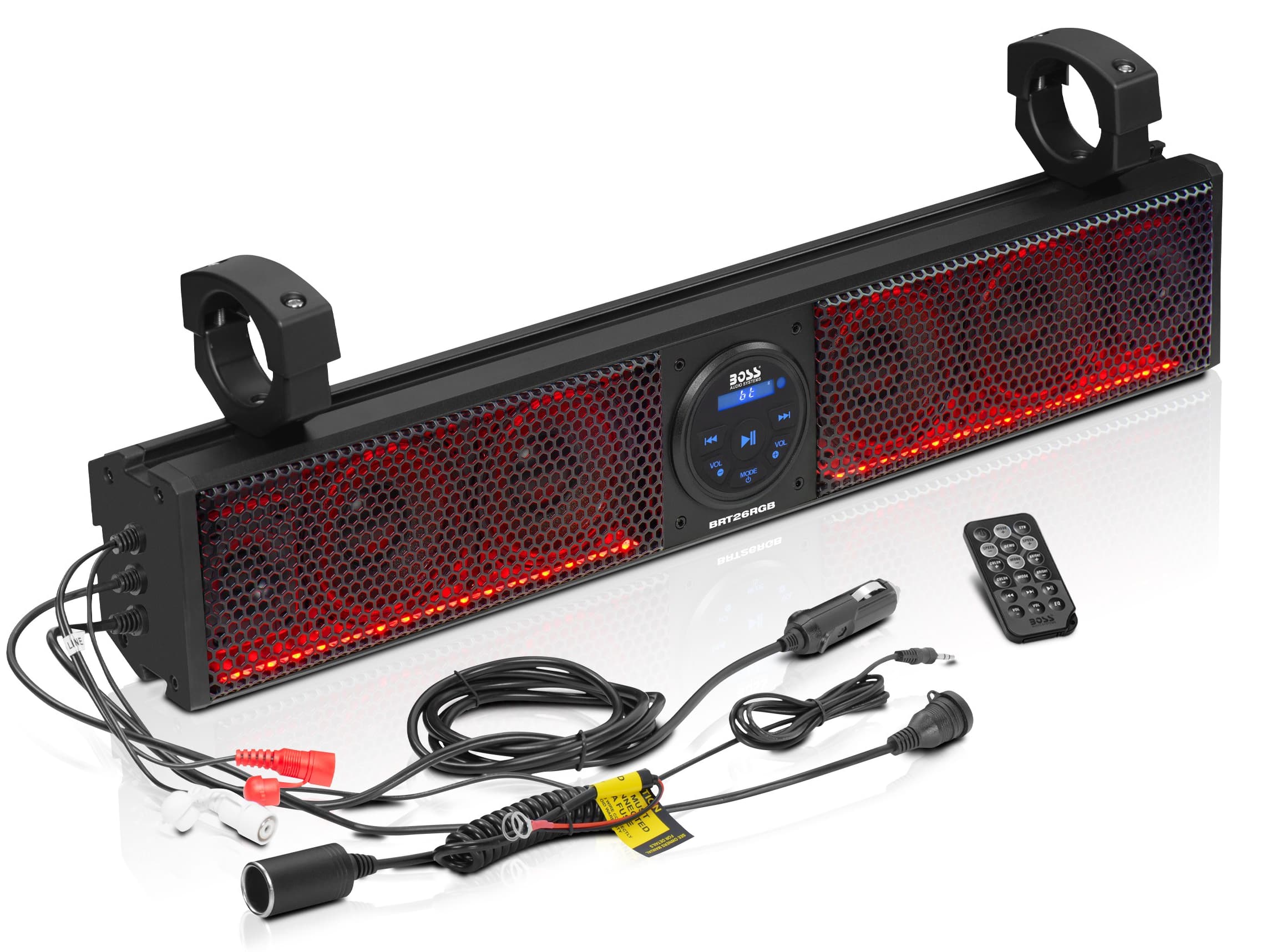 BOSS Audio - ATV UTV 26-Inch Amplified Sound Bar, 4-Inch Speakers, 1-Inch Tweeters, IPX5 Weatherproof, Bluetooth, Multicolor…