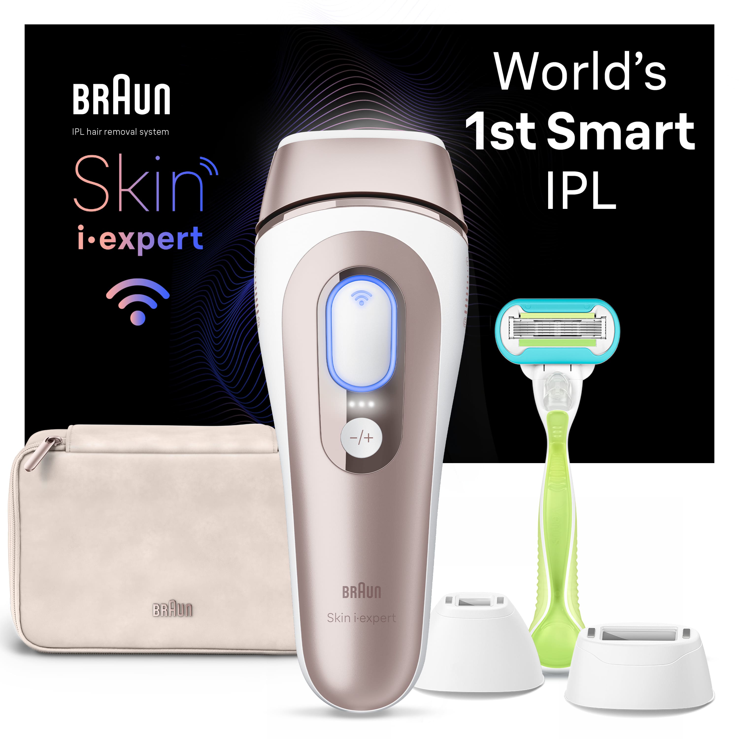 Braun - IPL Pro 7 IPL Hair Removal with Venus Razor for Men & Women - White/Gold product image