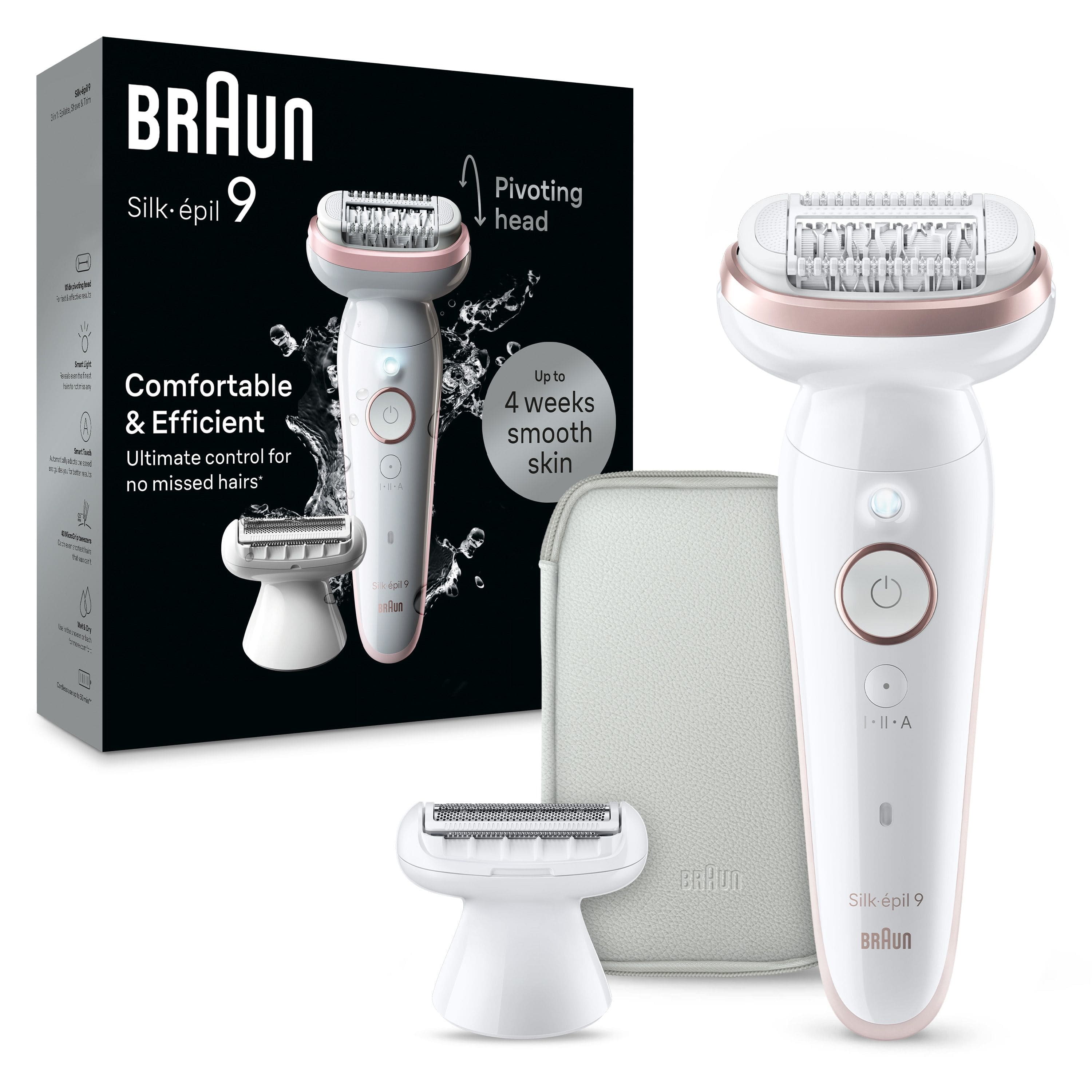 Braun - Silk-épil 9 Pivoting Head, Wet and Dry Epilator, Includes Shaver Head and Trimmer Comb - White/Flamingo product image