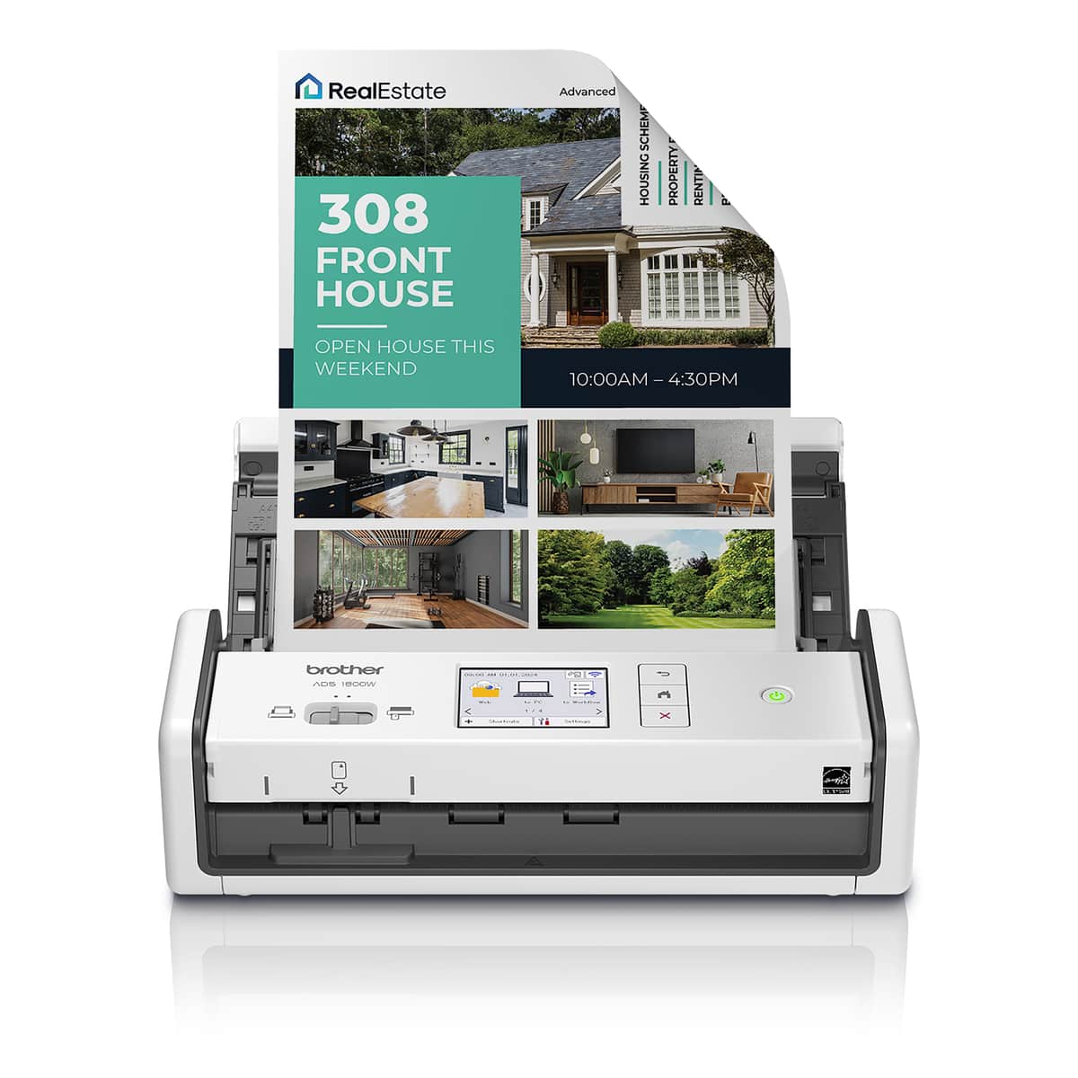 Brother - ADS-1800W Compact Wireless Duplex Desktop Scanner with Single Pass Double-Sided Scanning - White product image