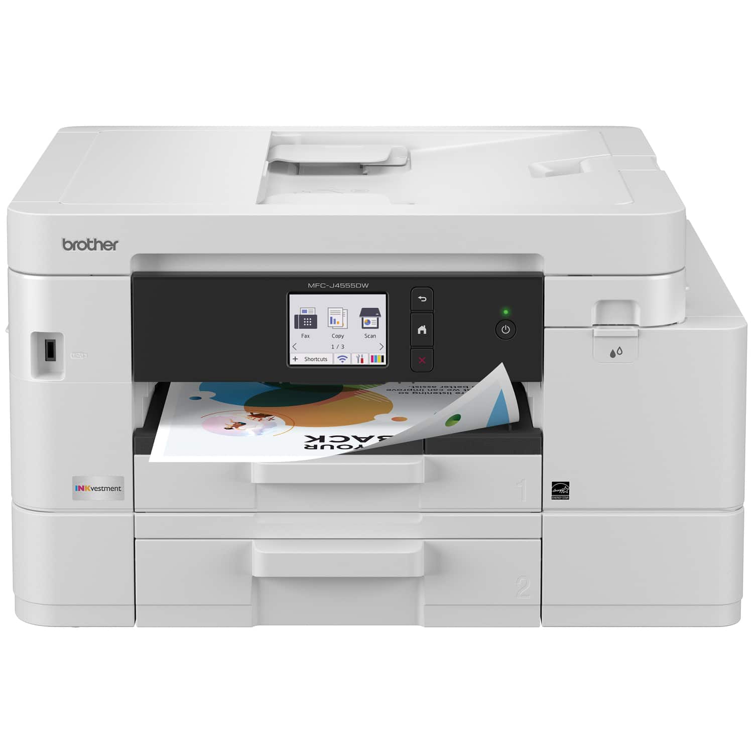 Brother - INKvestment 4555 Wireless Color All-in-One Inkjet Printer with 2 Paper Trays (MFCJ4555DW), Great for Small Offices…