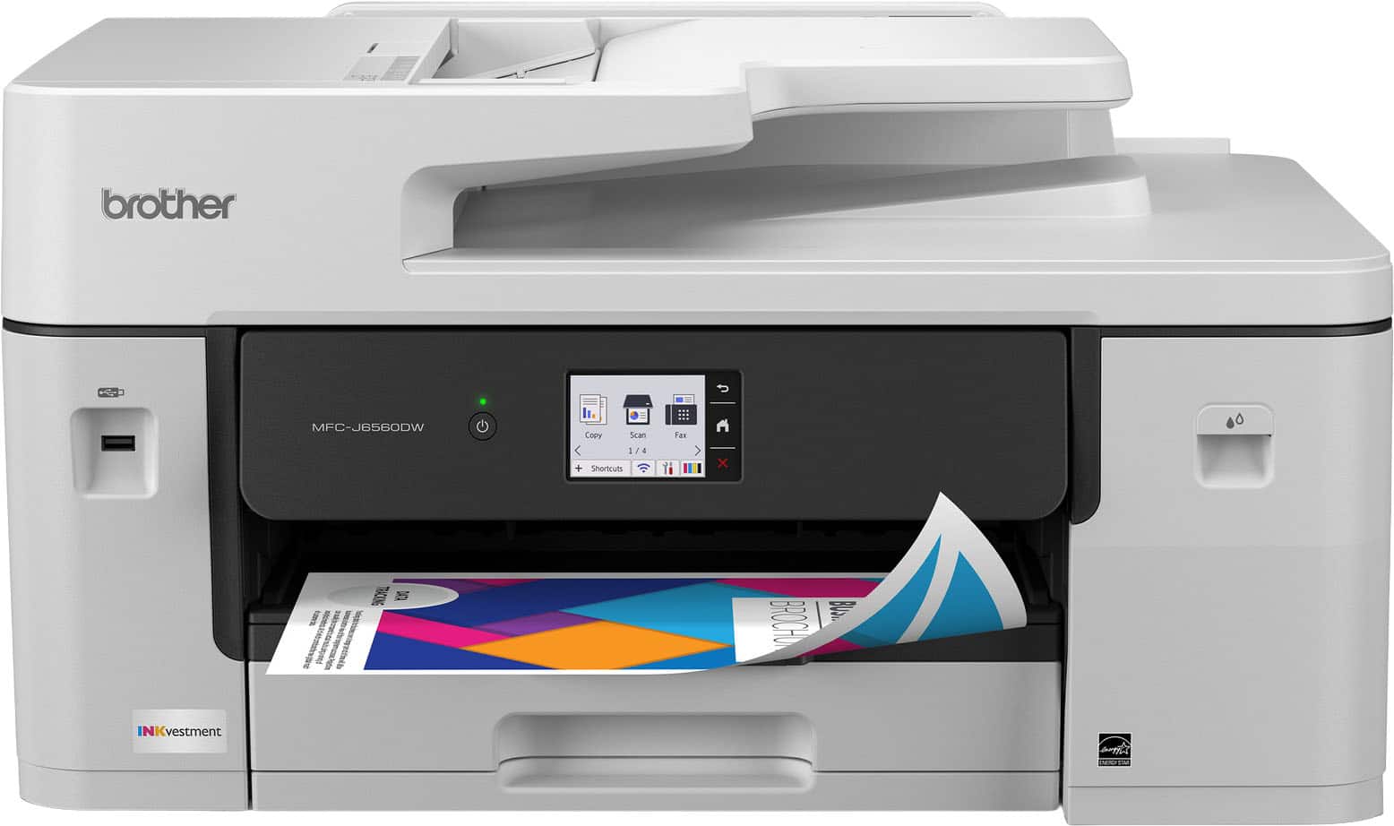 Brother - INKvestment 6560 Wireless Color All-in-One Inkjet Printer with 11”x17” capabilities (MFCJ6560DW) - Gray product im…