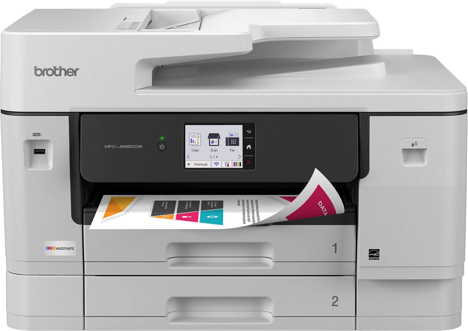 Brother - INKvestment 6960 Wireless Color All-in-One Inkjet Printer with 11”x17” capabilities/2 Paper Trays (MFCJ6960DW) - G…
