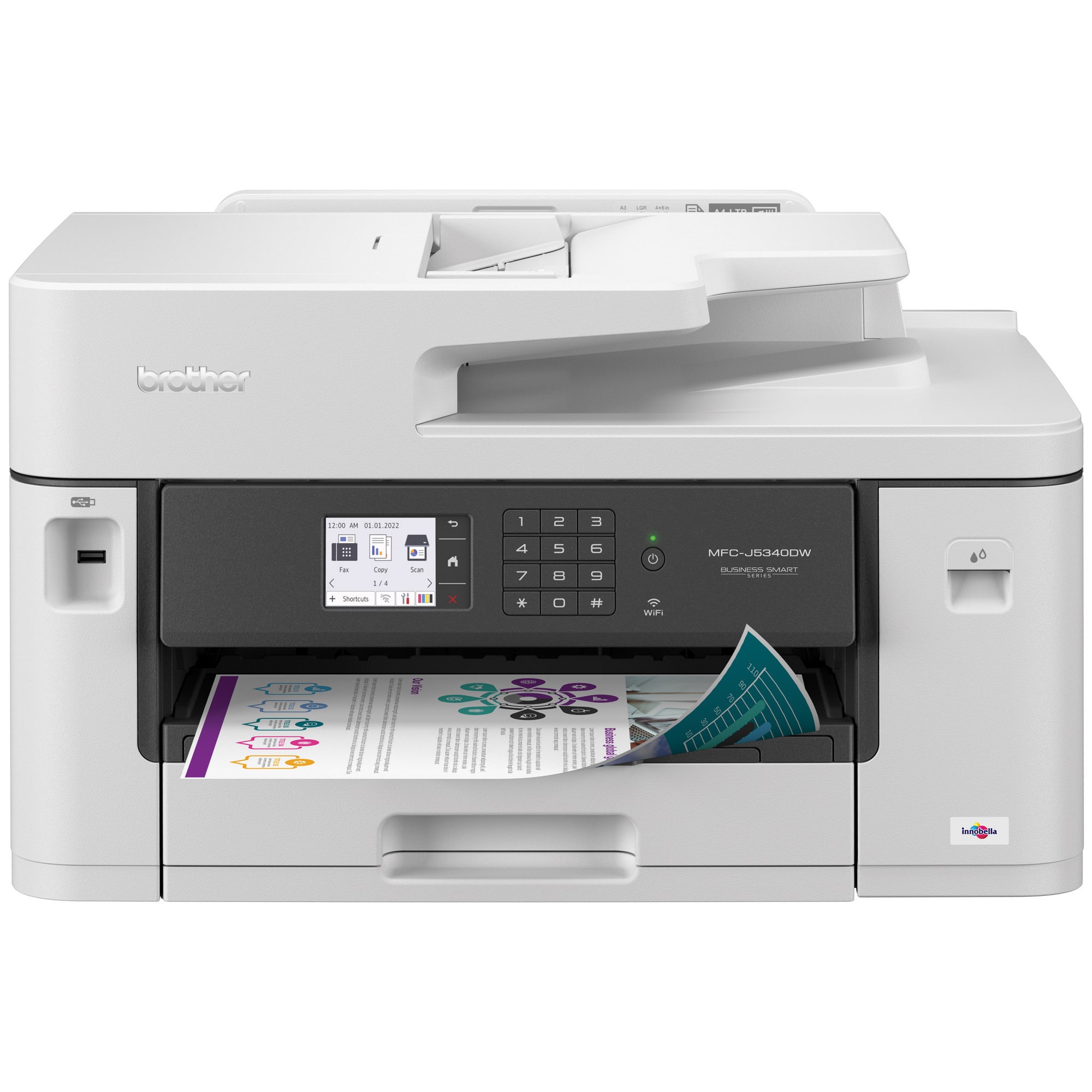 Brother - MFC-J5340DW Wireless All-in-One Business Inkjet Printer with Ledger Printing up to 11”x17” - White/Gray product im…
