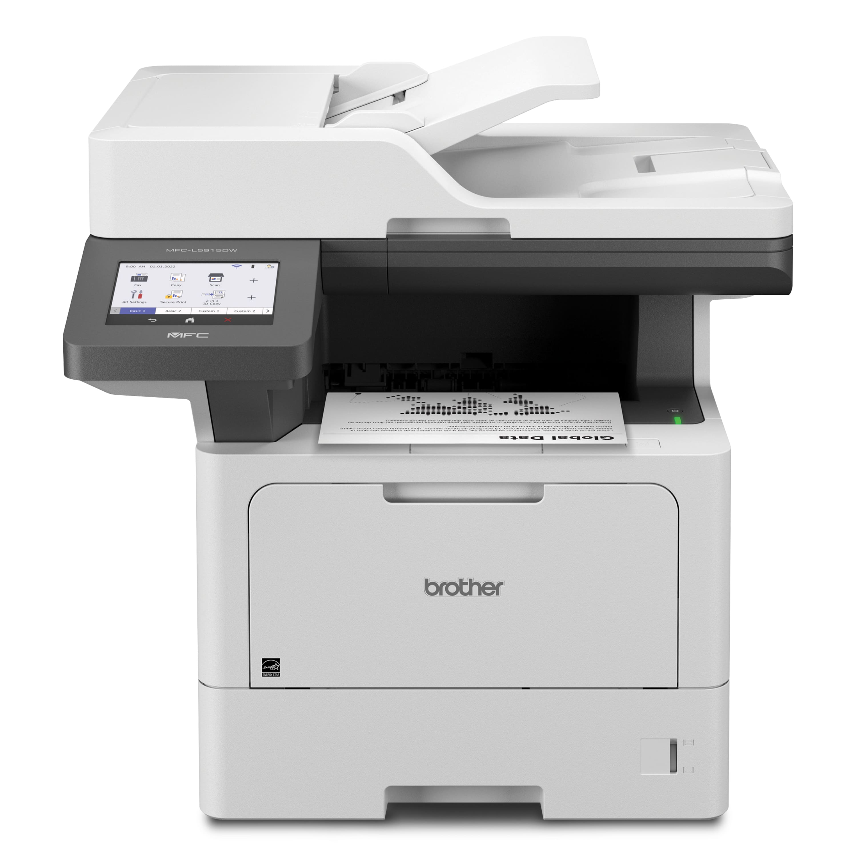 Brother - MFC-L5915DW Wireless Black-and-White All-in-One Laser Printer with Duplex Print, Scan, and Copy, Great for Busines…