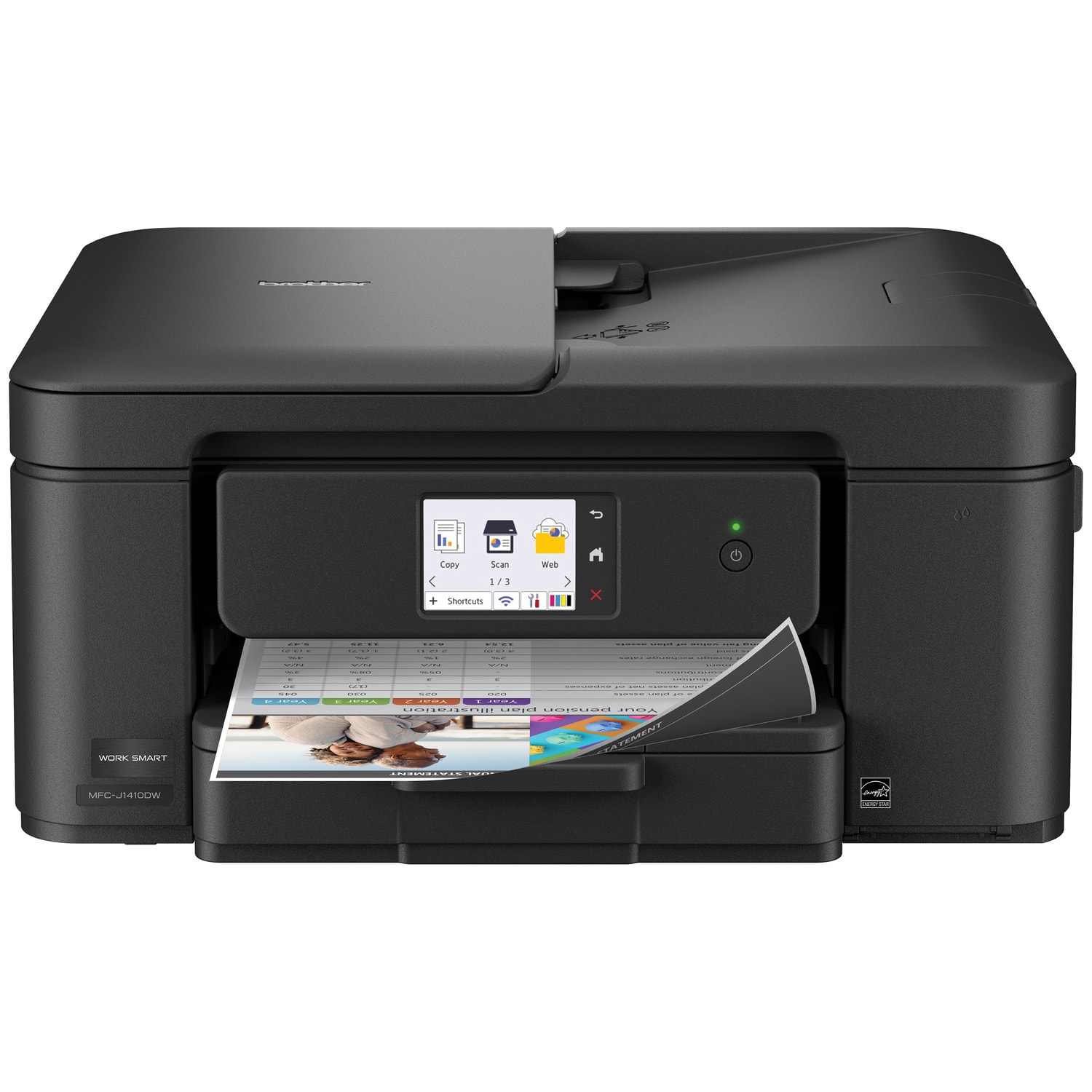Brother - Work Smart 1410 Wireless Color All-in-One Inkjet Printer, 2.7” Color Touchscreen (MFC-J1410DW), Great for Home Off…