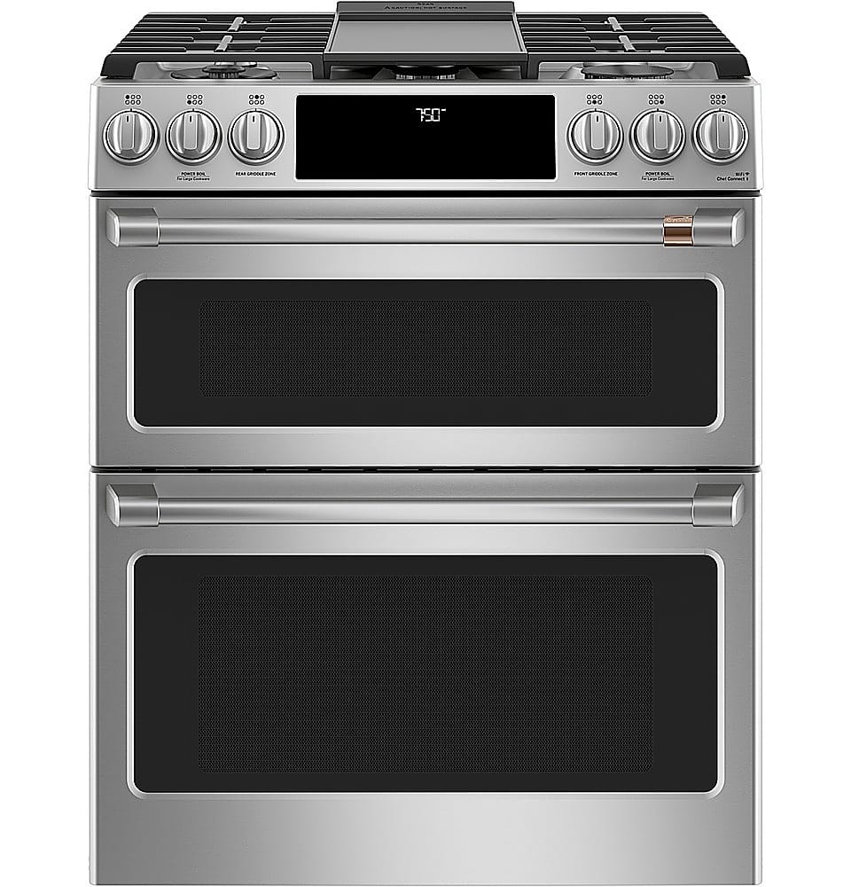 Café - 6.7 Cu. Ft. Slide-In Double Oven Gas True Convection Range with Built-In Wi-Fi, Customizable - Matte White product im…