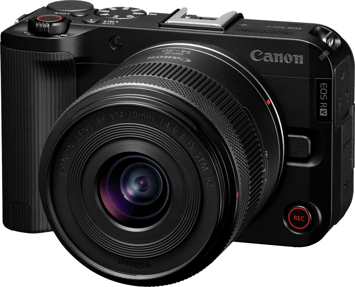Canon - EOS R50 V 4K Video Mirrorless Camera with RF-S14-30mm F4-6.3 IS STM PZ Lens - Black product image