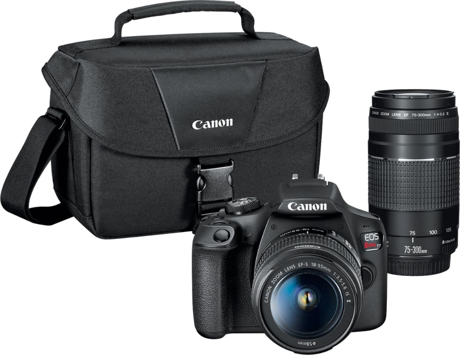 Canon - EOS Rebel T7 DSLR Video Two Lens Kit with EF-S 18-55mm and EF 75-300mm Lenses - Black product image