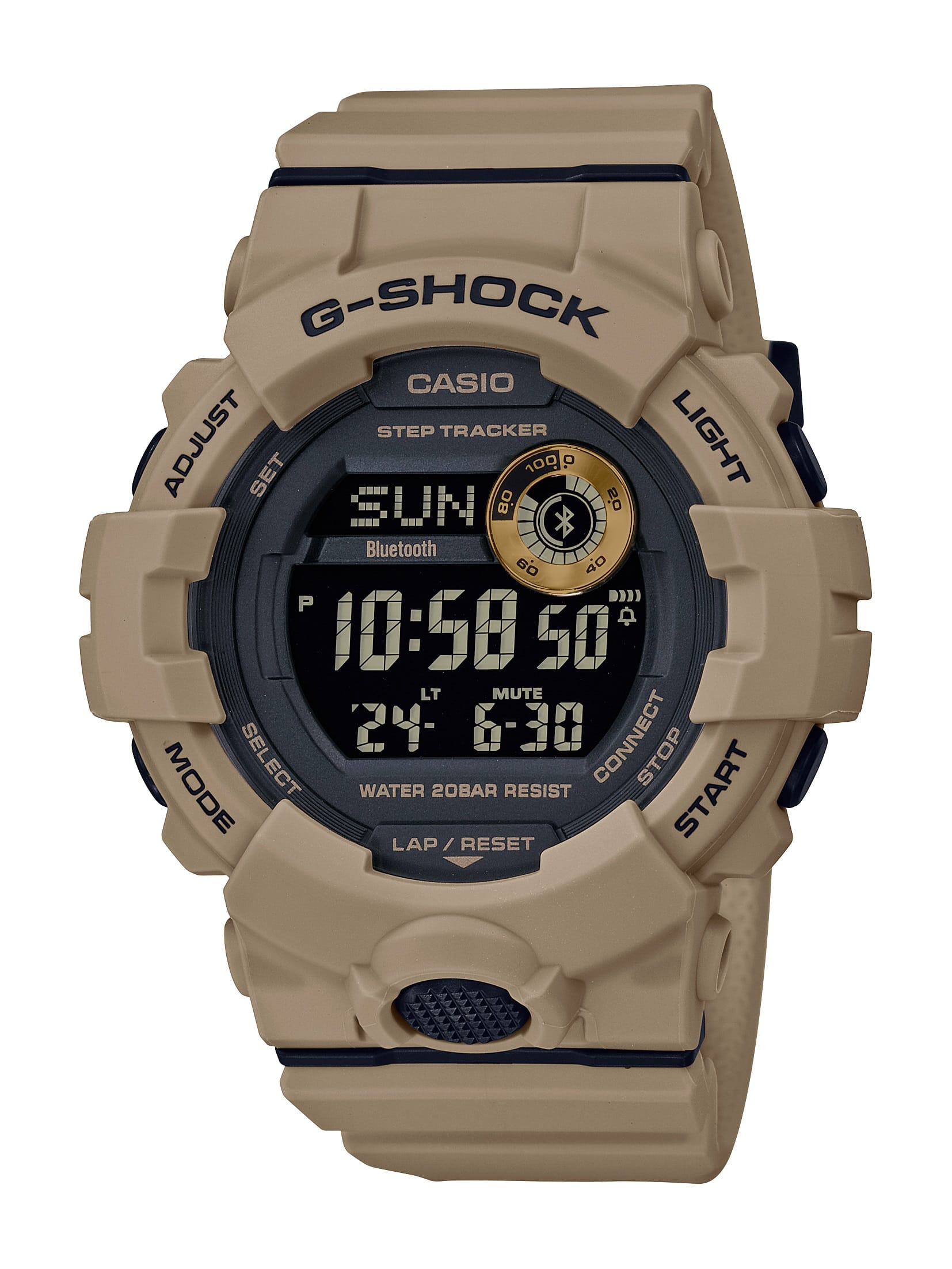 Casio - Men's G-Shock Power Trainer with Bluetooth Mobile Link 49mm Watch - Tan product image