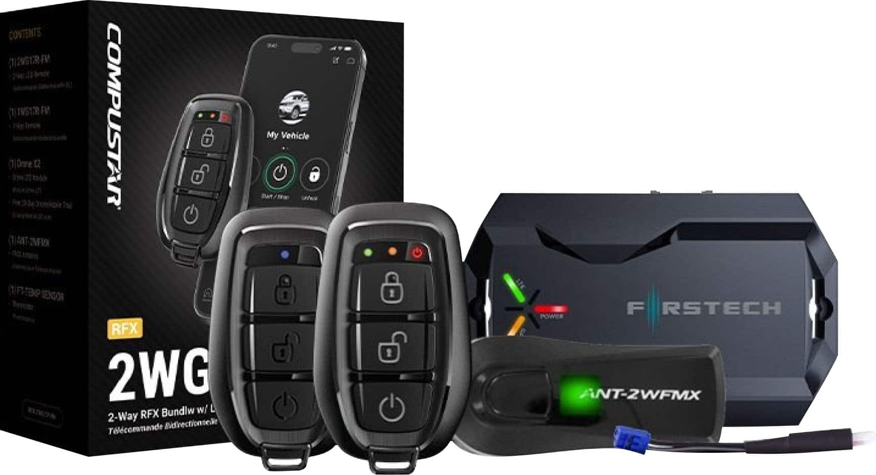 Compustar - Keyless Entry 2-Way G17 FM remote kit with Drone LTE Module - Black product image