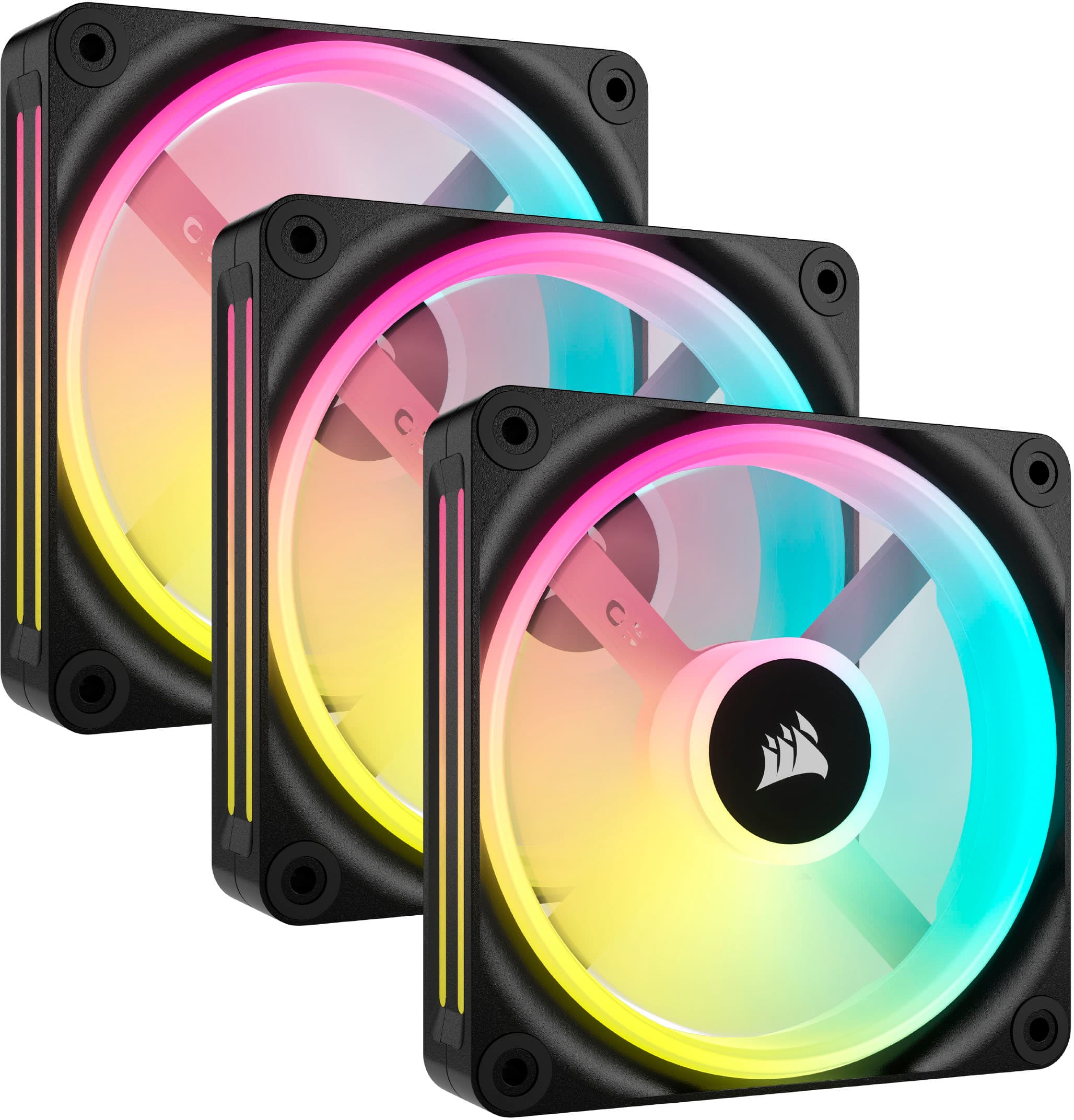 CORSAIR - iCUE LINK QX120 RGB 120mm PWM Computer Case Fan with iCUE LINK System Hub Kit (3-pack) - Black product image