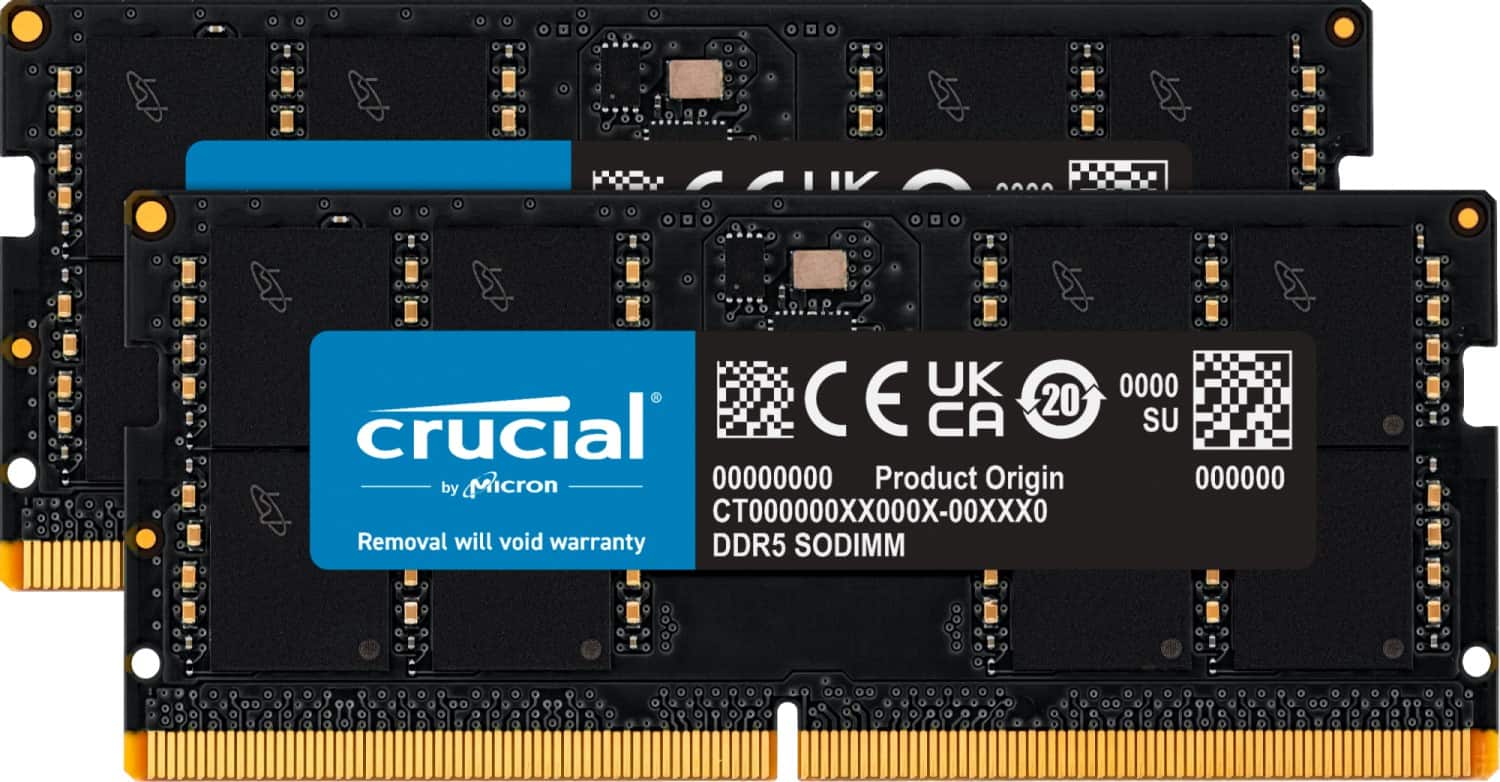 Crucial - 32GB Kit (2x16GB) DDR5 5600MHz C46 SODIMM Laptop Memory - Black product image
