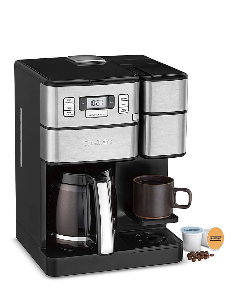 Cuisinart - Coffee Center Grind & Brew Plus 12-Cup Coffee Maker with Carafe and Single Serve Brewer - Black Stainless Steel…