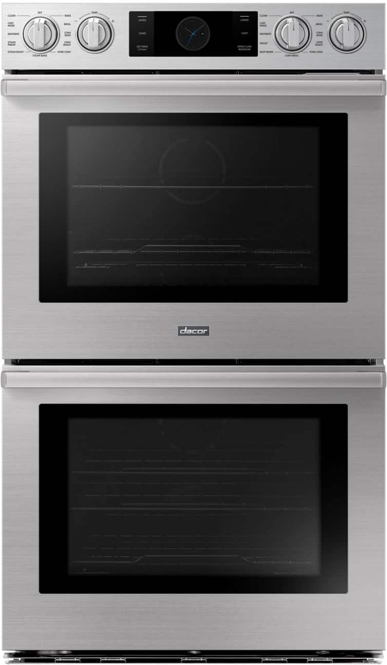 Dacor - Transitional 30" Built-In Electric Four-Part Pure Convection Double Wall Oven with Steam Assist and Chef Mode - Silv…