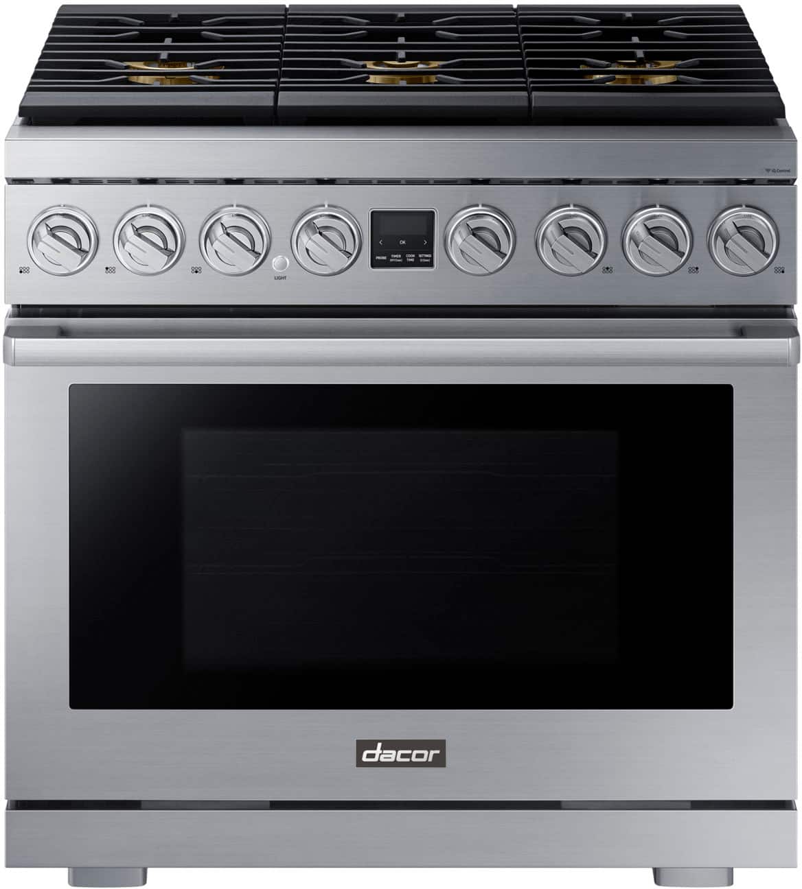 Dacor - Transitional 5.9 Cu. Ft. Freestanding Gas Three-Part Pure Convection Pro-Range with Self Clean and SimmerSear Burner…