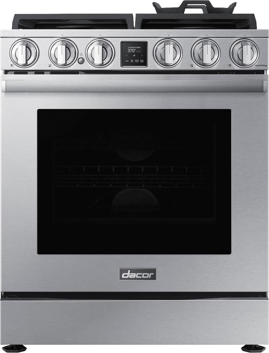 Dacor - Transitional 6.0 Cu. Ft. Slide-In Gas Four-Part Pure Convection Range with Self-Cleaning and SimmerSear Burners - Si…