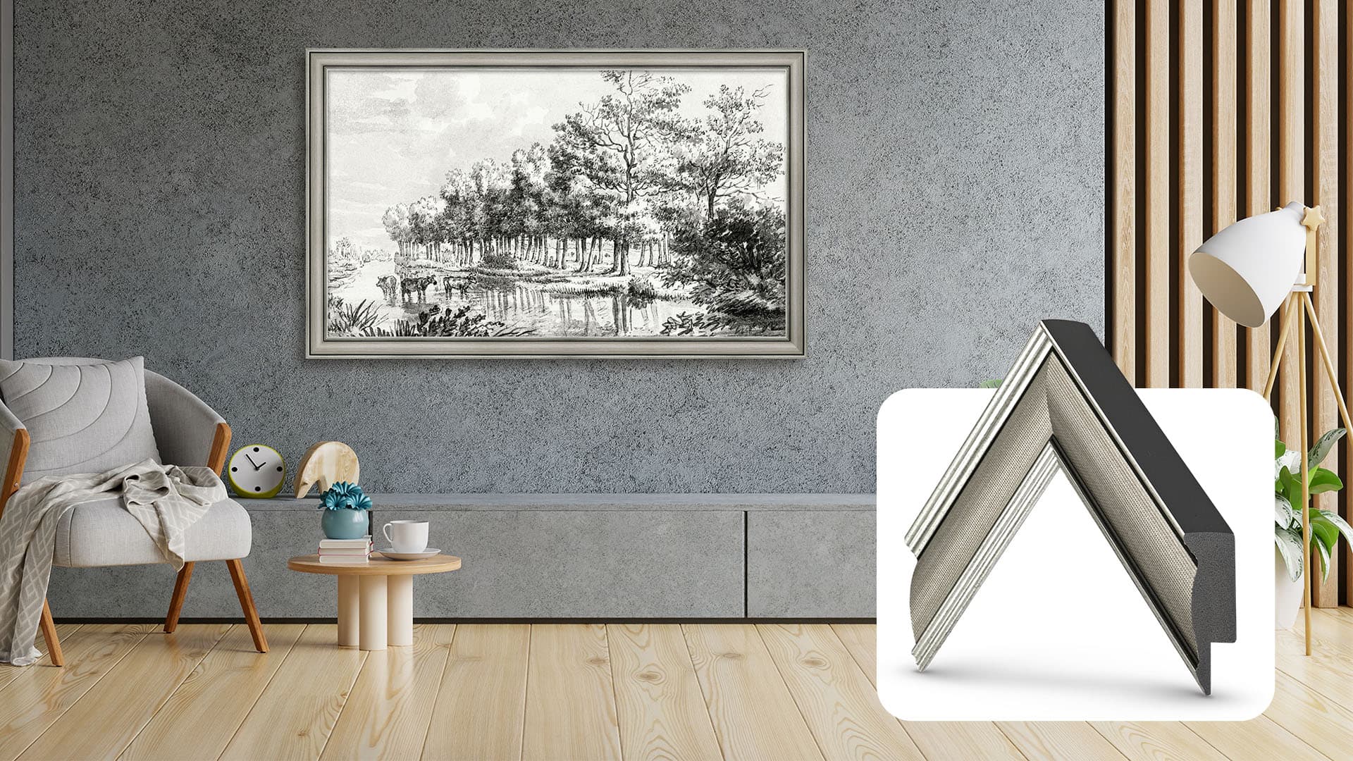 Deco TV Frames - 65" Slim Bezel for Samsung The Frame TV - Industrial Nickel product image