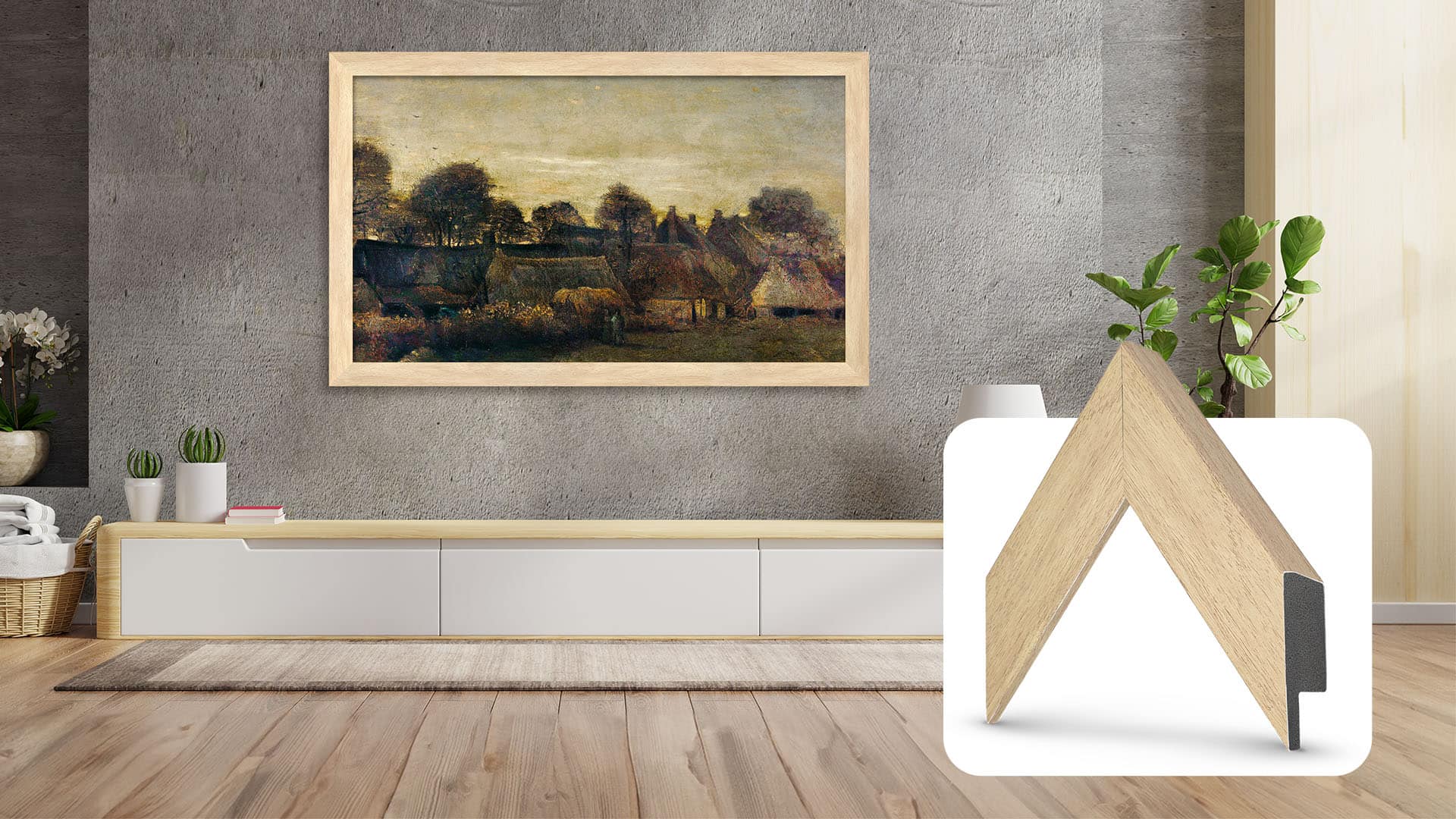 Deco TV Frames - 65" Slim Bezel for Samsung The Frame TV - Museum Maple product image