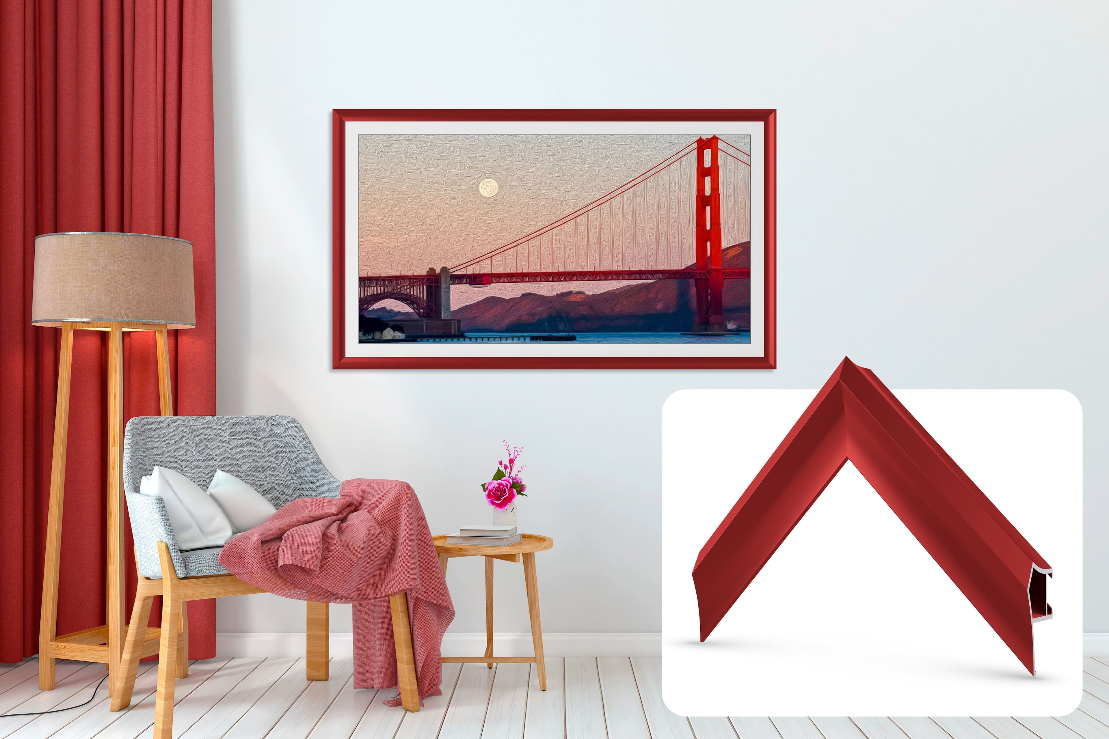 Deco TV Frames - Alloy Prismatic Bezel for Samsung The Frame TV - 50" - Candy Apple Red product image