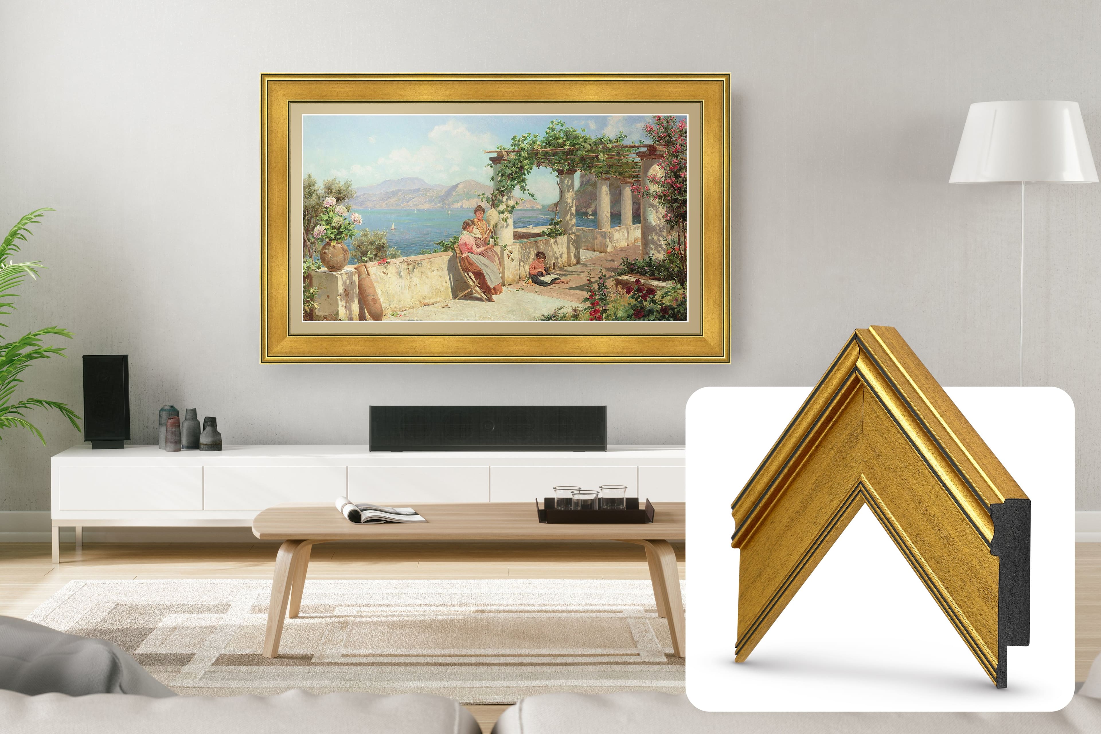Deco TV Frames - Premiere Bezel for Samsung the Frame TV - 43" - Antique Gold product image