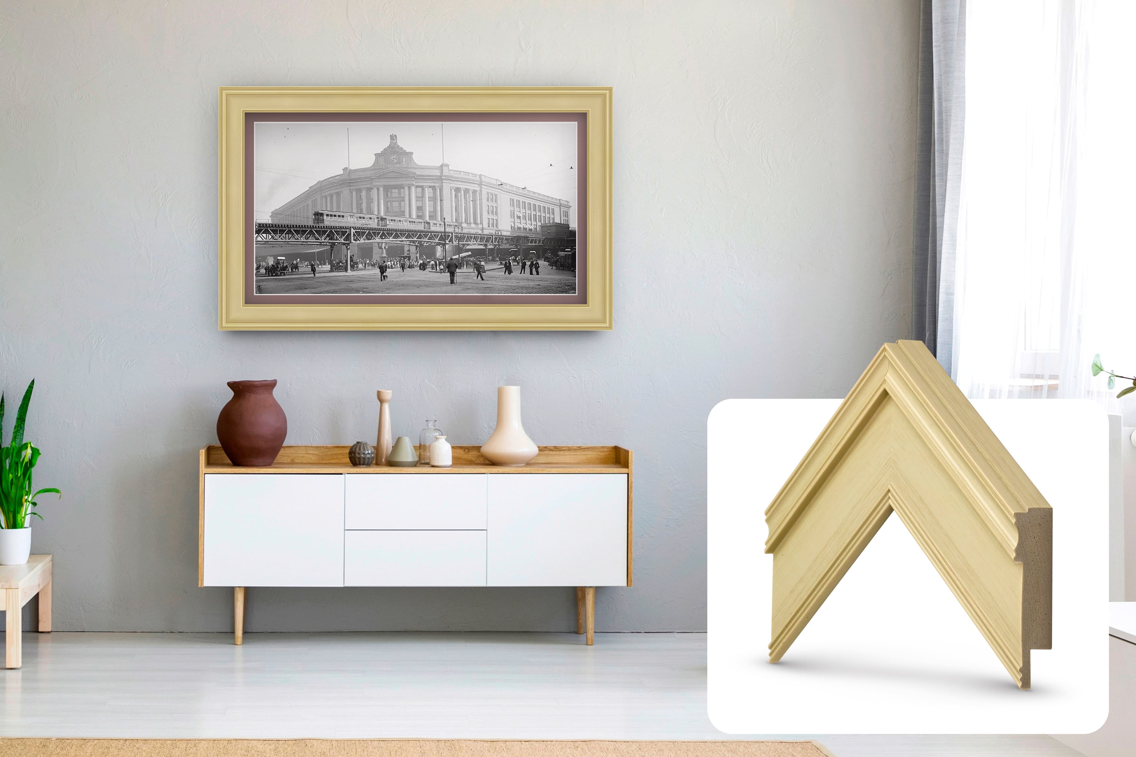 Deco TV Frames - Premiere Bezel for Samsung the Frame TV - 65" - Antique White product image
