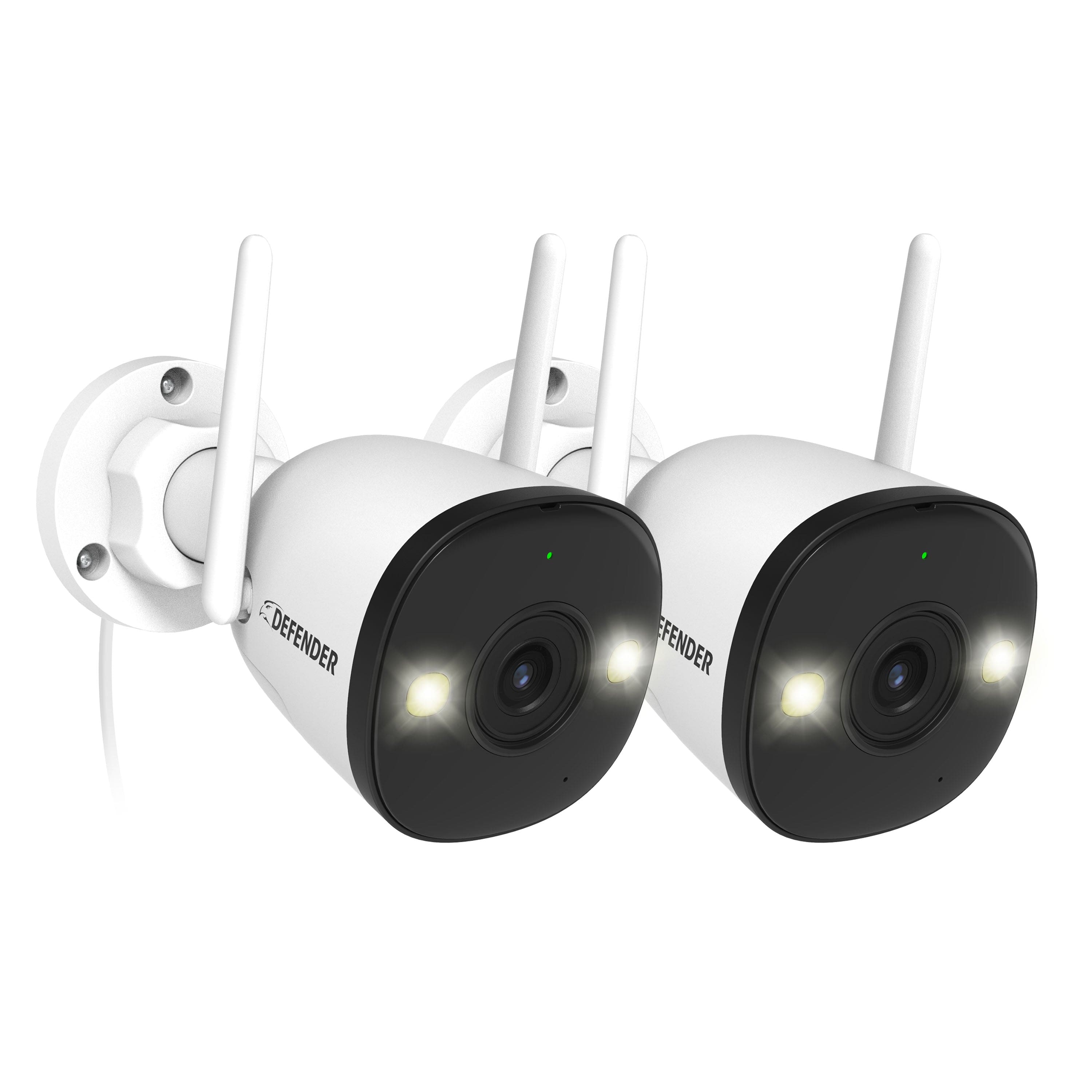 Defender - AI POWERED 4K Guard Pro Wi-Fi 6 Plug-in Power Security Camera - 2 pack - White product image