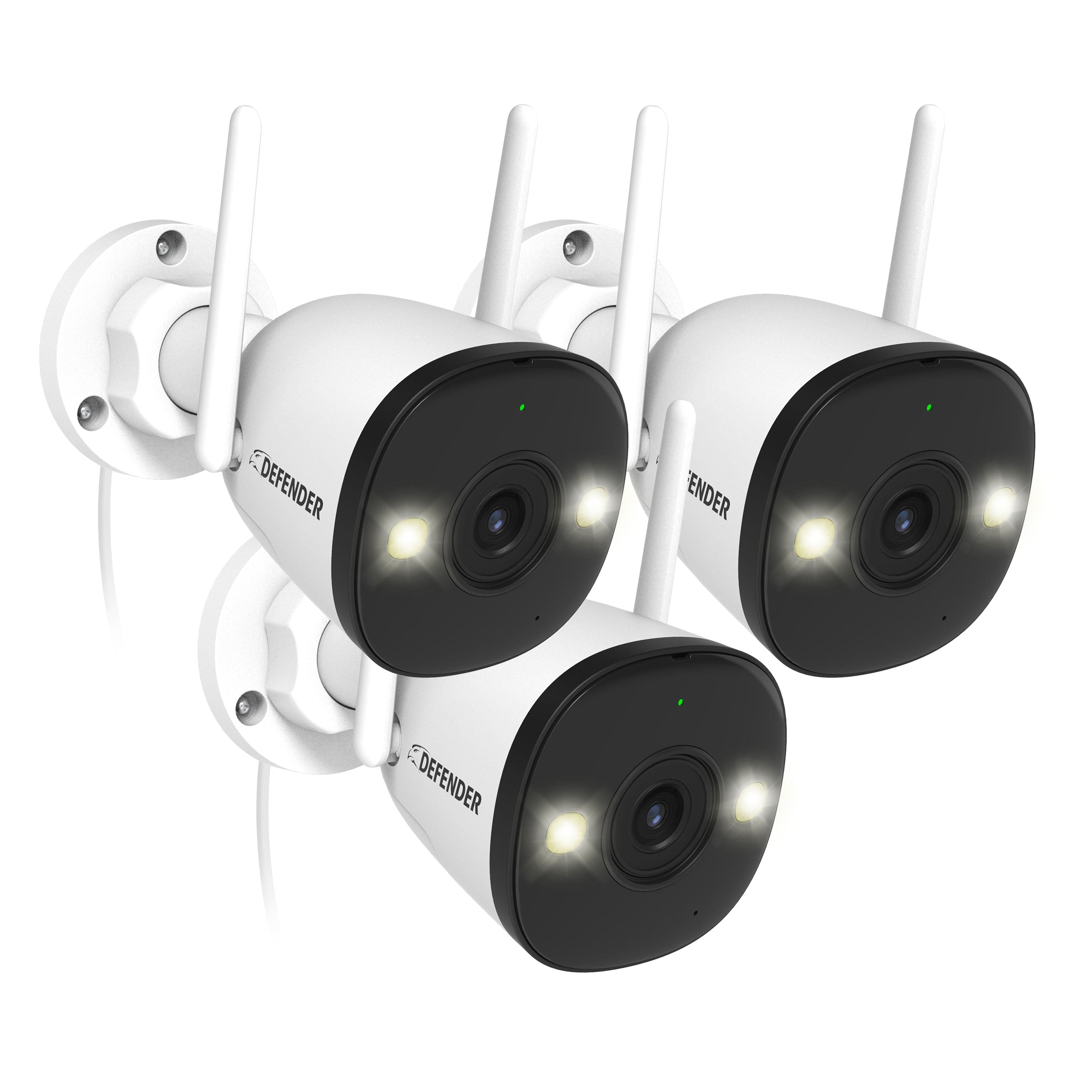 Defender - AI POWERED 4K Guard Pro Wi-Fi 6 Plug-in Power Security Camera - 3 pack - White product image