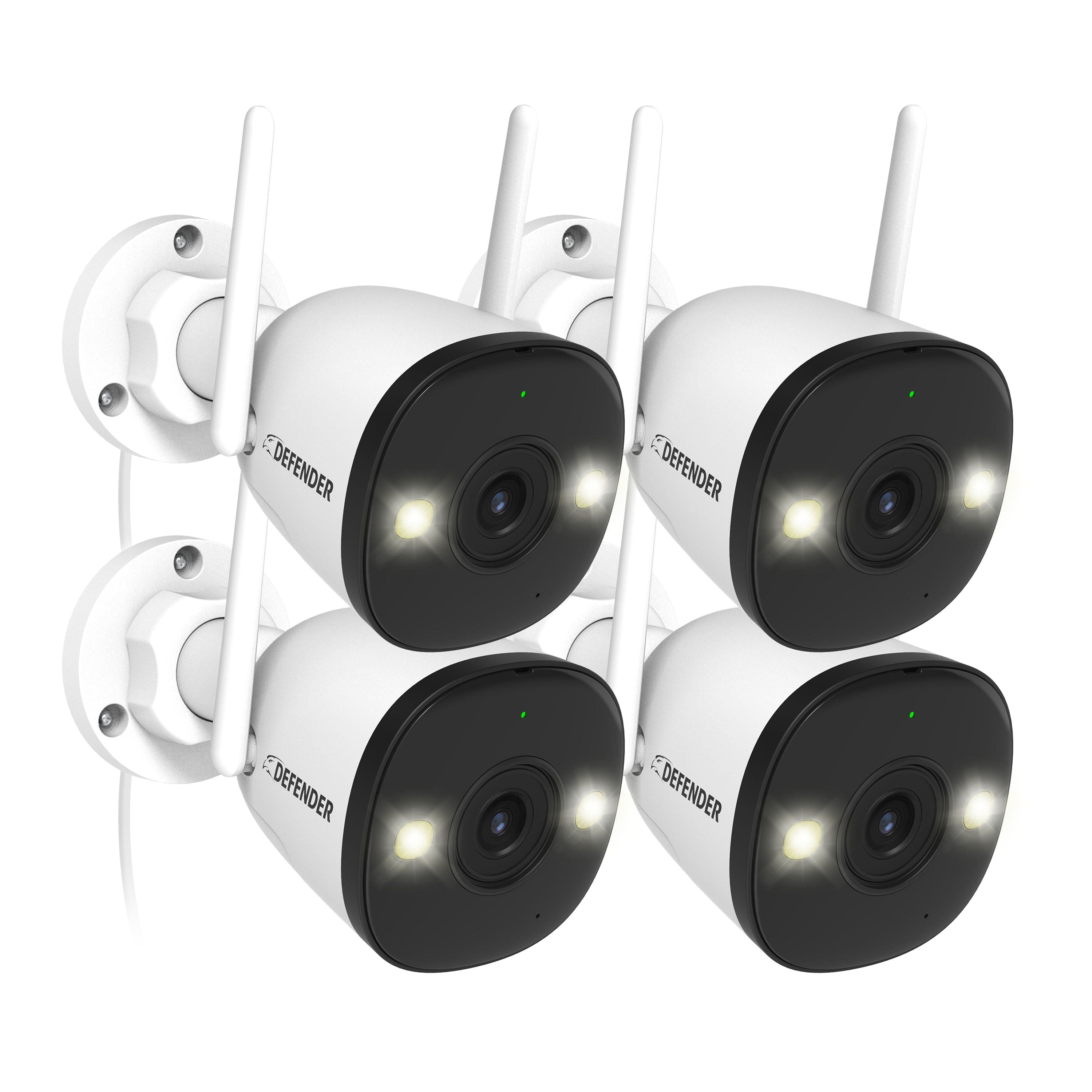 Defender - AI POWERED 4K Guard Pro Wi-Fi 6 Plug-in Security Camera, 4 Pack - White product image