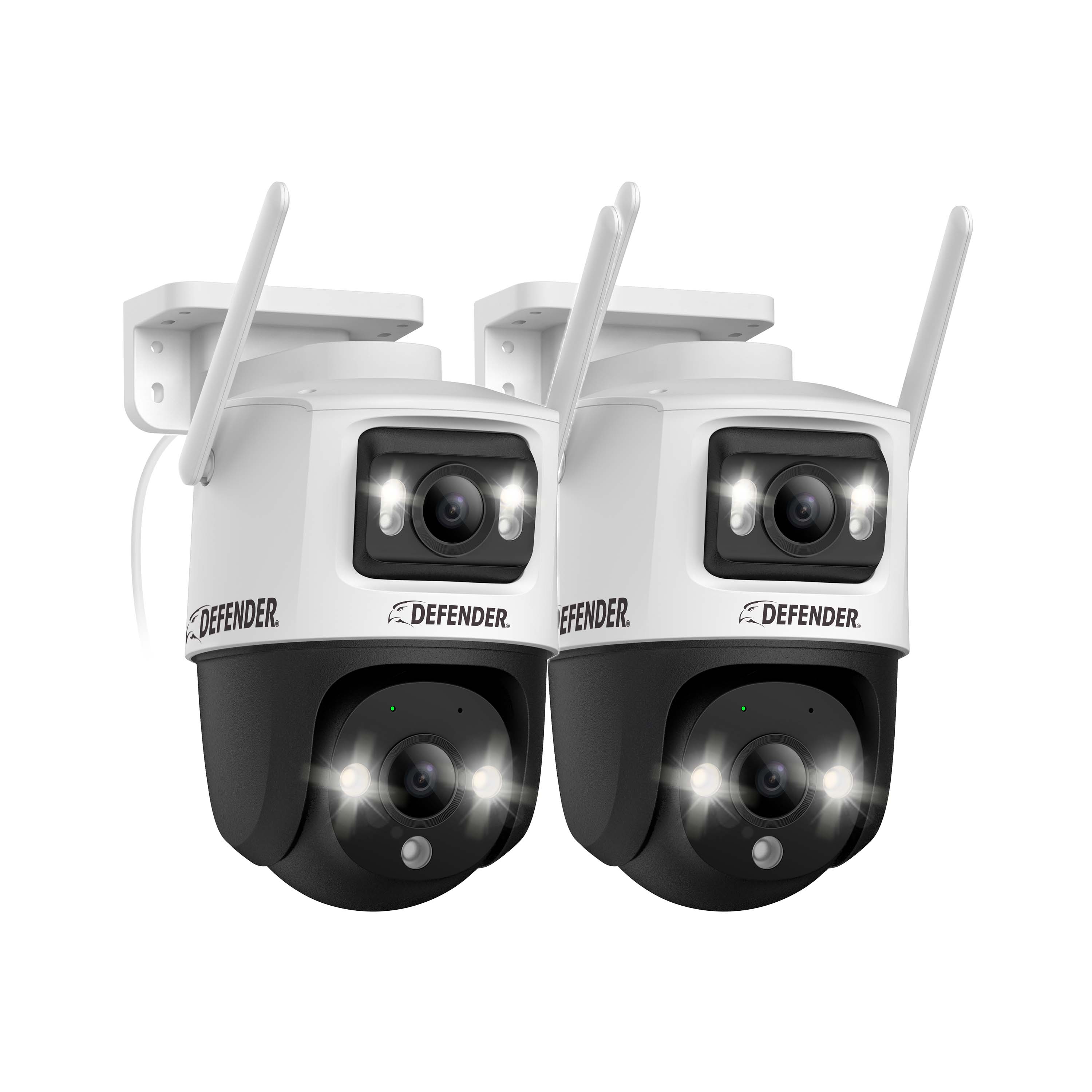 Defender - AI POWERED Guard Pro 3K PLUS Dual Lens PTZ Wi-Fi 6 Plug-in Security Camera - 2 Pack - White product image