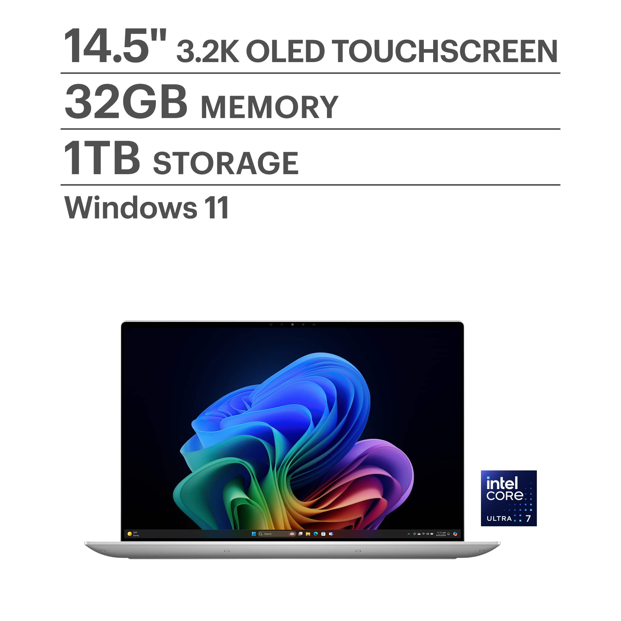 Dell - Premium - 14" 3.2K OLED Touchsceen Laptop - Intel Core Ultra 7 255H 2025 - 32GB Memory - 1TB Storage - Platinum produ…