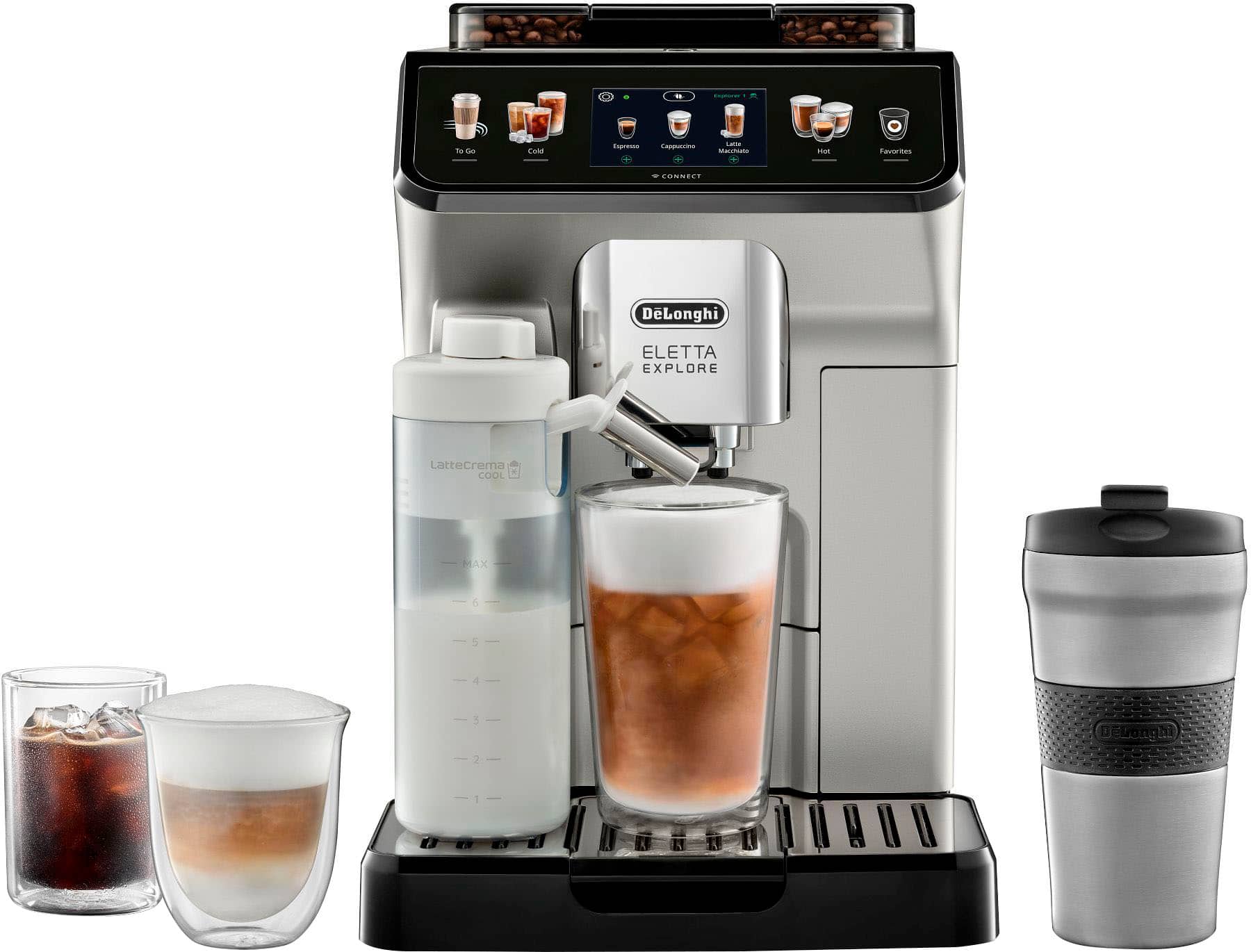 De'Longhi - Eletta Explore Fully Automatic Espresso Machine with Cold Brew - Silver product image