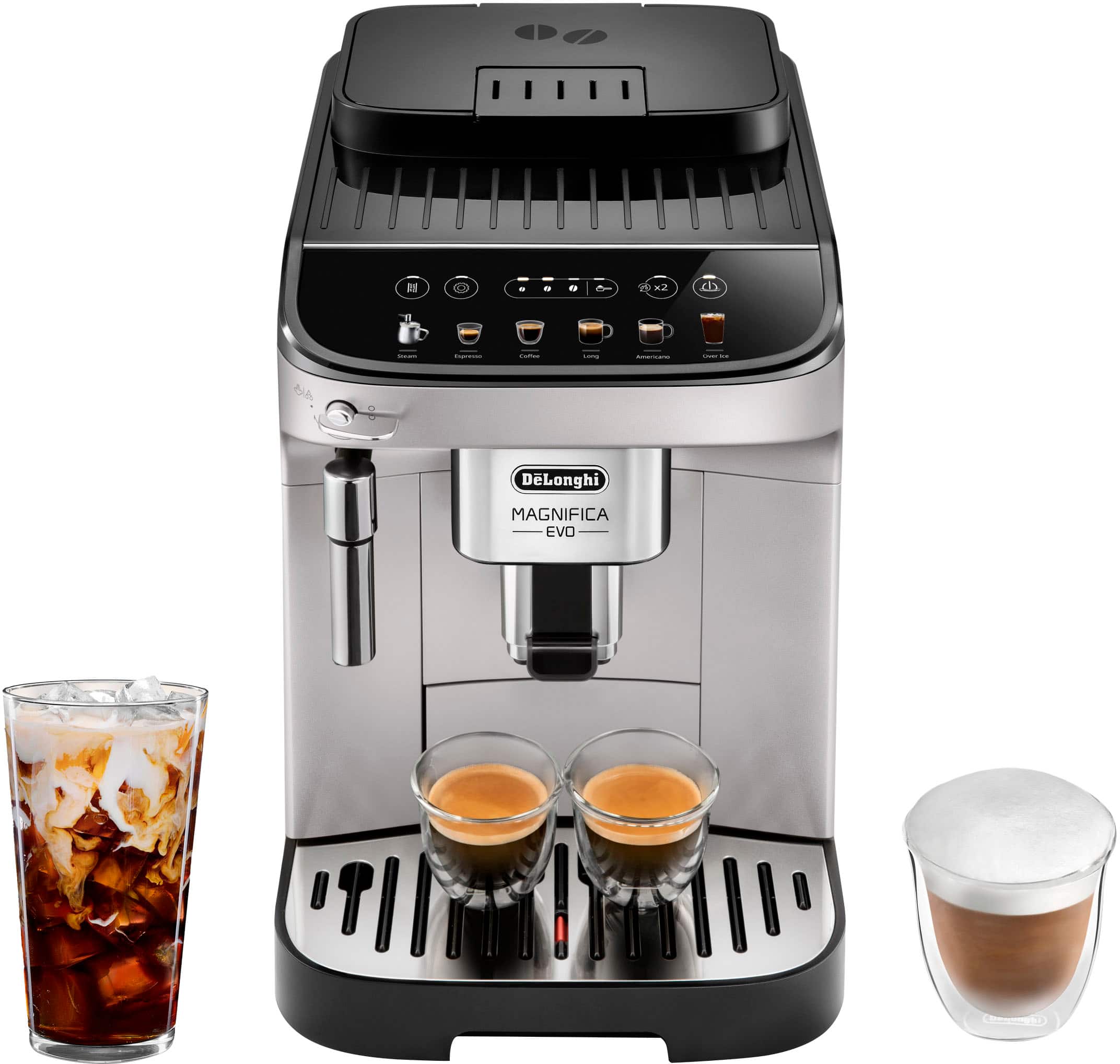 De'Longhi - Magnifica Evo Espresso Machine with Milk Frother for Hot and Iced Lattes, Coffee and More - Silver product image