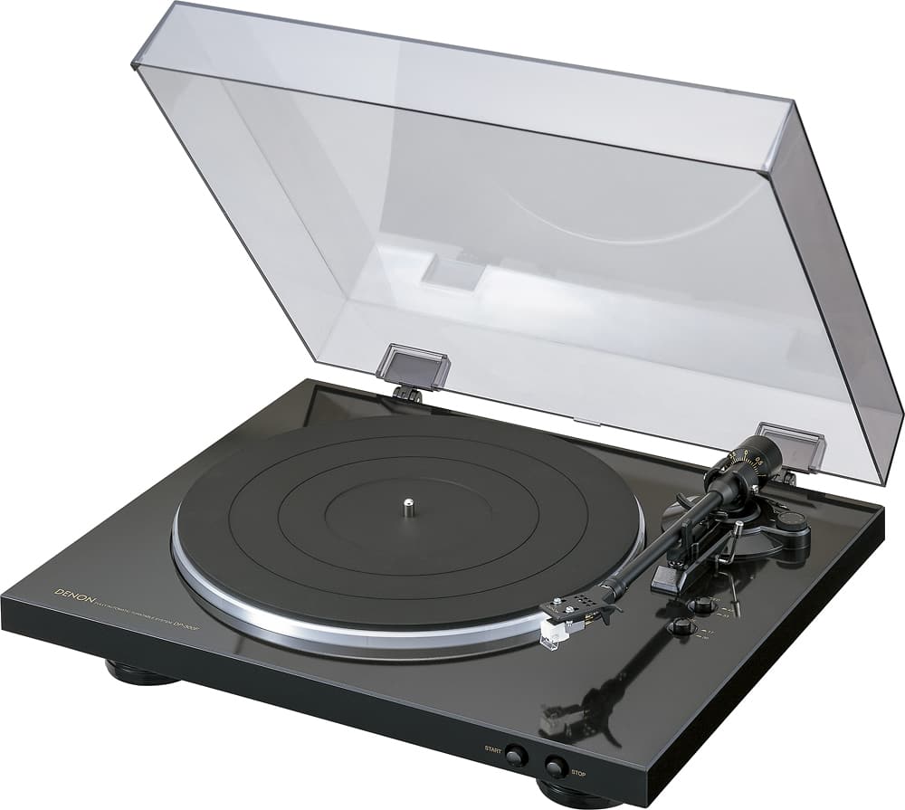 Denon - DP-300F Fully Automatic Analog Turntable with Built-In Phono Equalizer, Unique Tonearm Design, Slim Design - Black p…