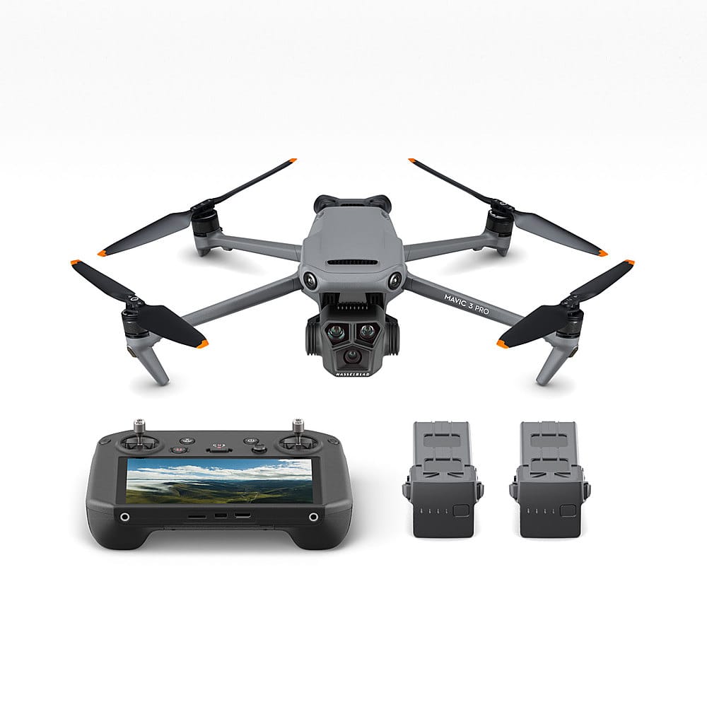 DJI - Geek Squad Certified Refurbished Mavic 3 Pro Fly More Combo Drone and RC Pro Remote Control with Built-in Screen - Gra…