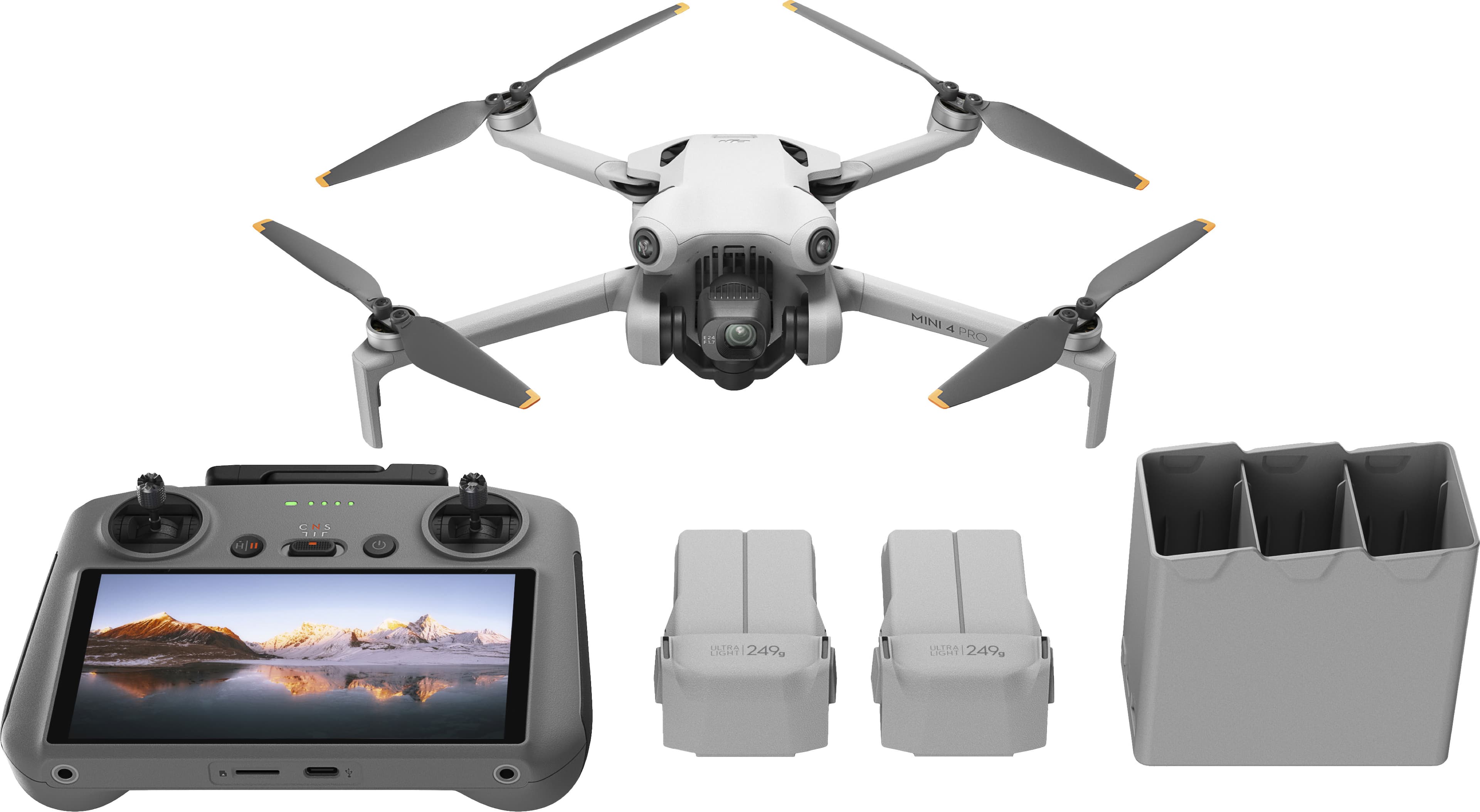 DJI - Geek Squad Certified Refurbished Mini 4 Pro Fly More Combo Plus Drone and RC 2 Remote Control with Built-in Screen - G…