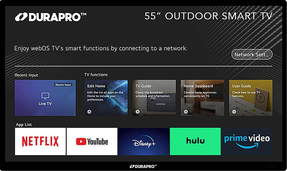 DuraPro - 55" Partial Sun Smart Series 4K UHD webOS Impact-Resistant IP55 Waterproof Smart Outdoor TV with Mount (2025) prod…