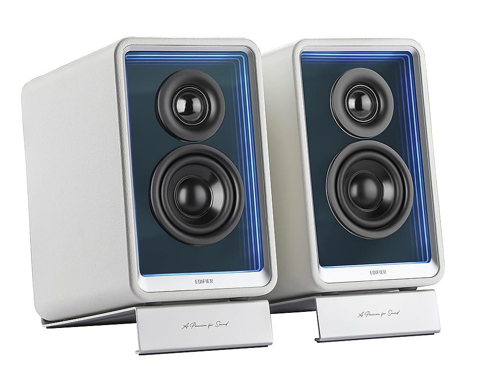 Edifier - QR65 2.0 Bluetooth Multimedia Speaker System with 65W GaN Charging, Lighting Effects, and Strong Base (Pair) - Bla…
