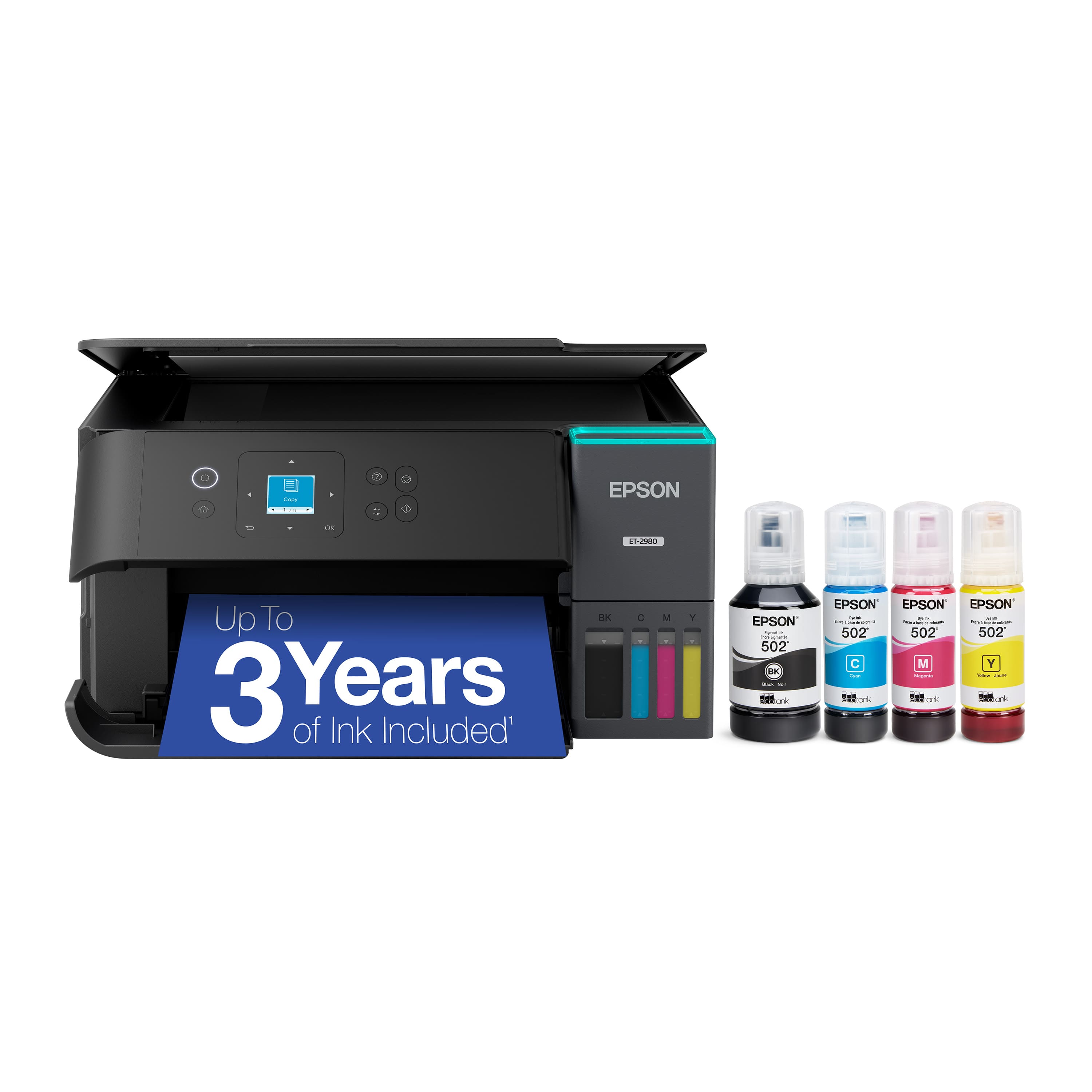 Epson - EcoTank ET-2980 Wireless All-in-One Color Supertank Inkjet Printer - Black product image