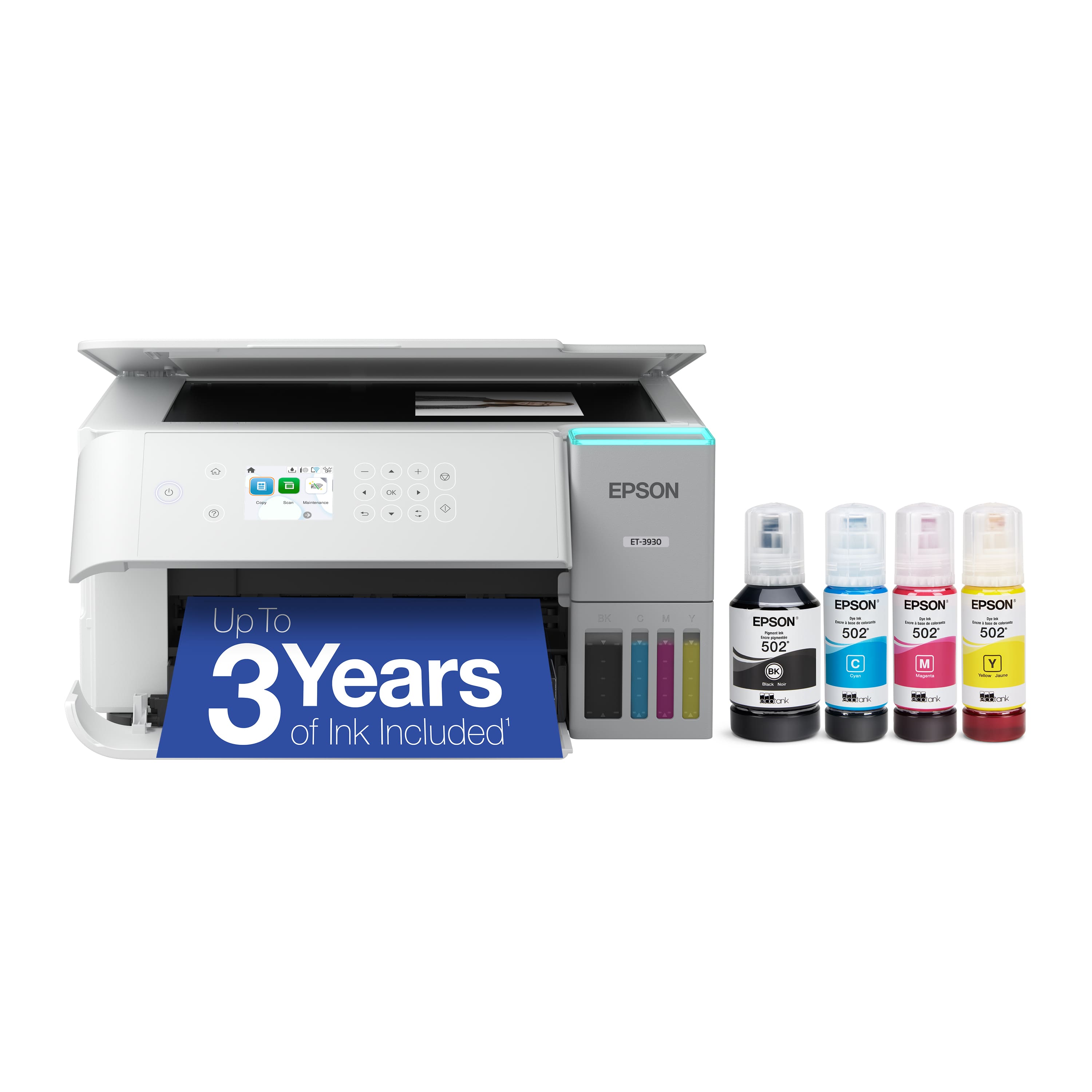 Epson - EcoTank ET-3930 Wireless All-in-One Color Supertank Inkjet Printer - White product image