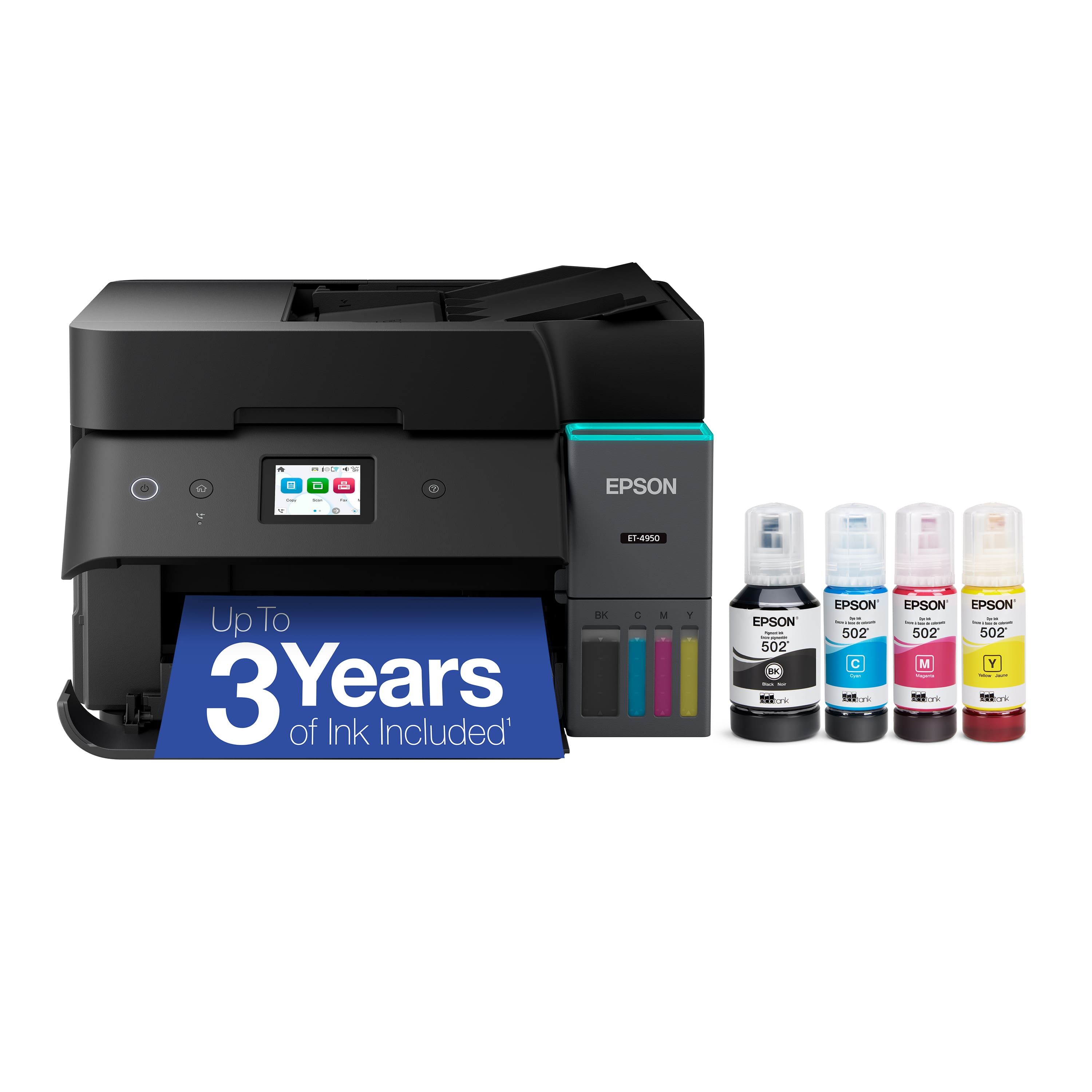 Epson - EcoTank ET-4950 Wireless All-in-One Color Supertank Inkjet Printer - Black product image