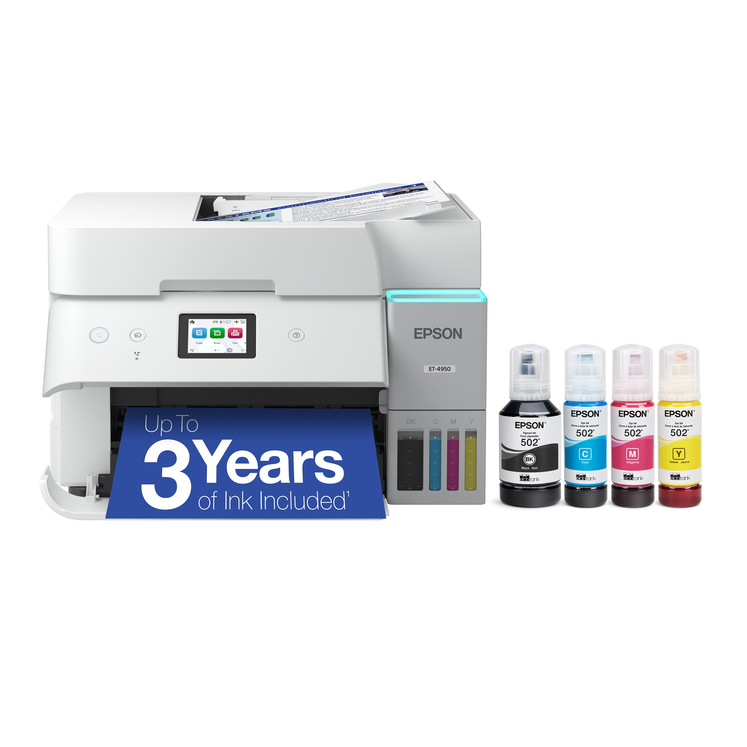 Epson - EcoTank ET-4950 Wireless All-in-One Color Supertank Inkjet Printer - White product image