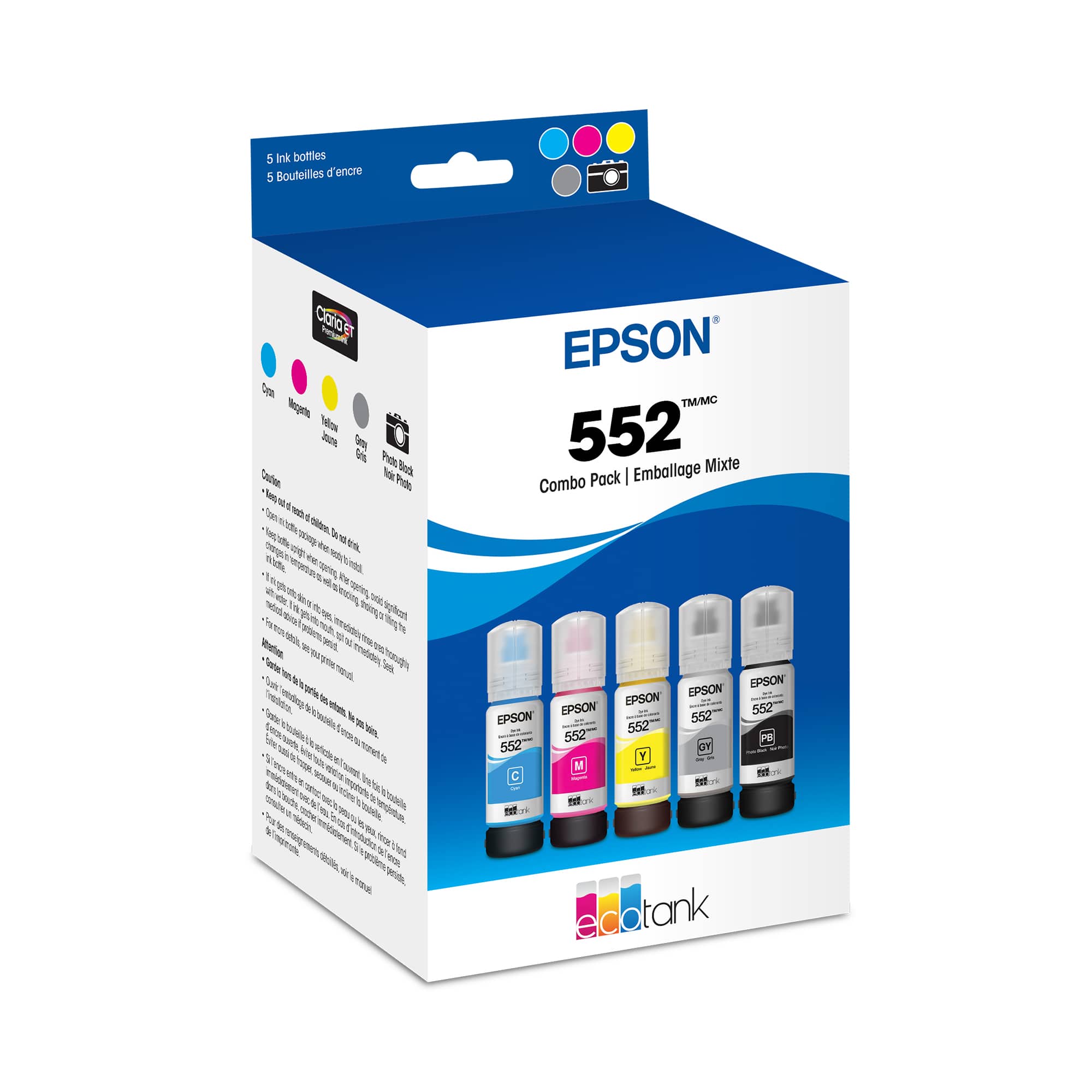 Epson - T552 Dye Clr Combo CMYPkGy Ink - Photo Black/Cyan/Magenta/Yellow/Gray product image