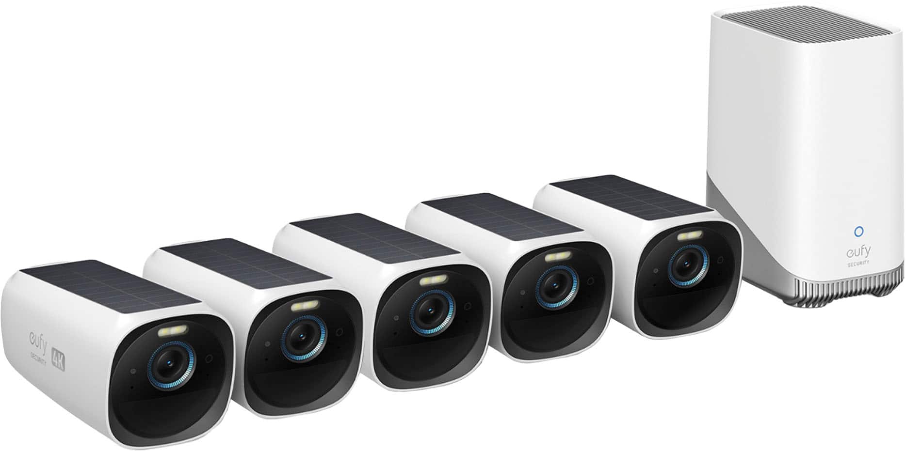 eufy - eufyCam 3, 5-Outdoor Wireless 4K Solar Powered Security Cameras with HomeBase 3 - White product image