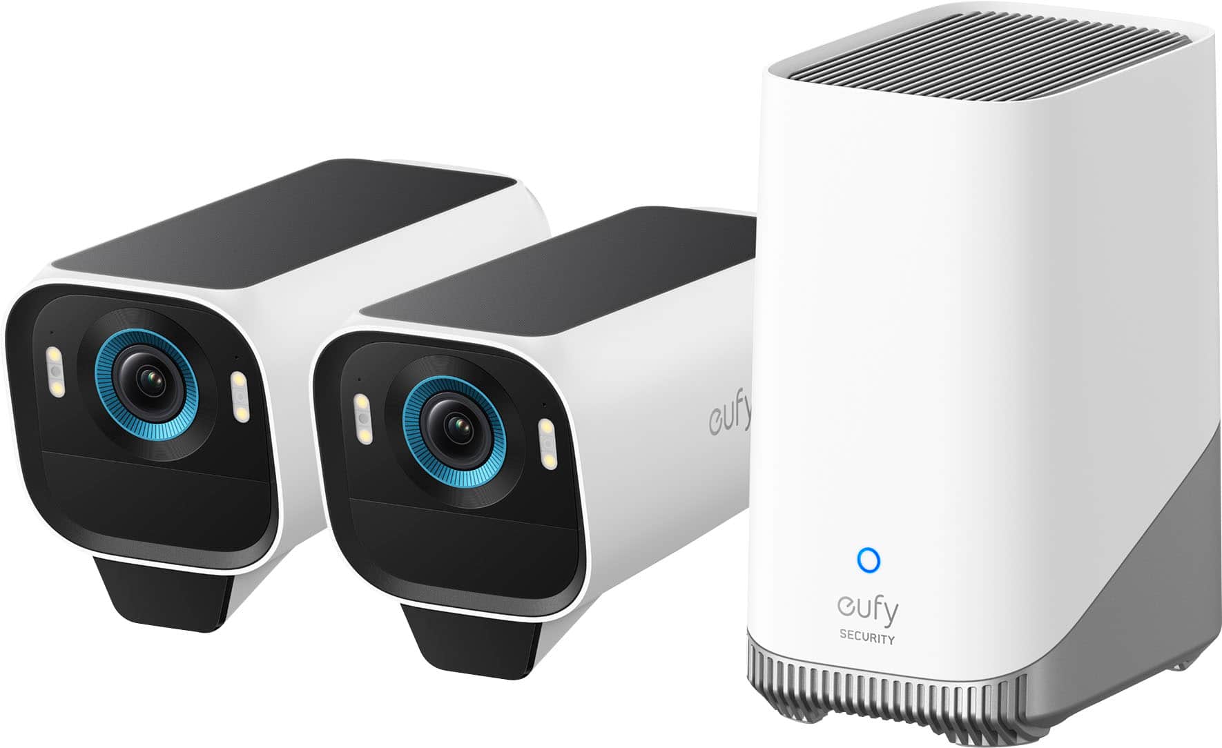eufy - eufyCam S3 Pro, 2-Outdoor Wireless 4K Solar Powered Security Cameras with HomeBase 3 - White product image