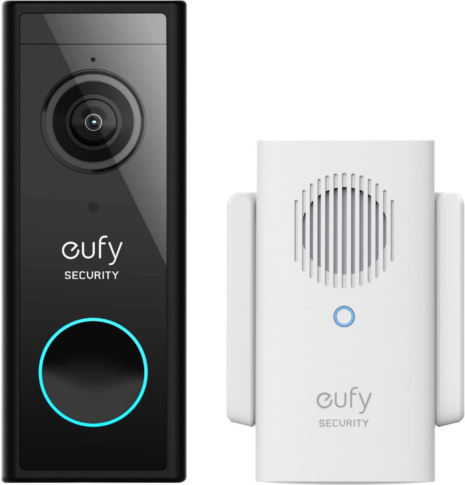 eufy - Smart Wi-Fi Video Doorbell 2K Battery Operated/Wired with Chime - White/Black product image