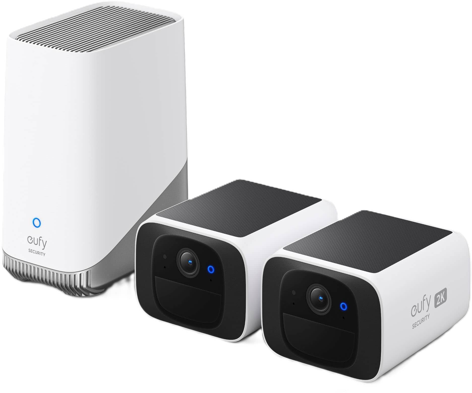 eufy - SoloCam S220, 2-Outdoor Wireless 2K Solar Powered Security Cameras with Homebase 3 - White product image